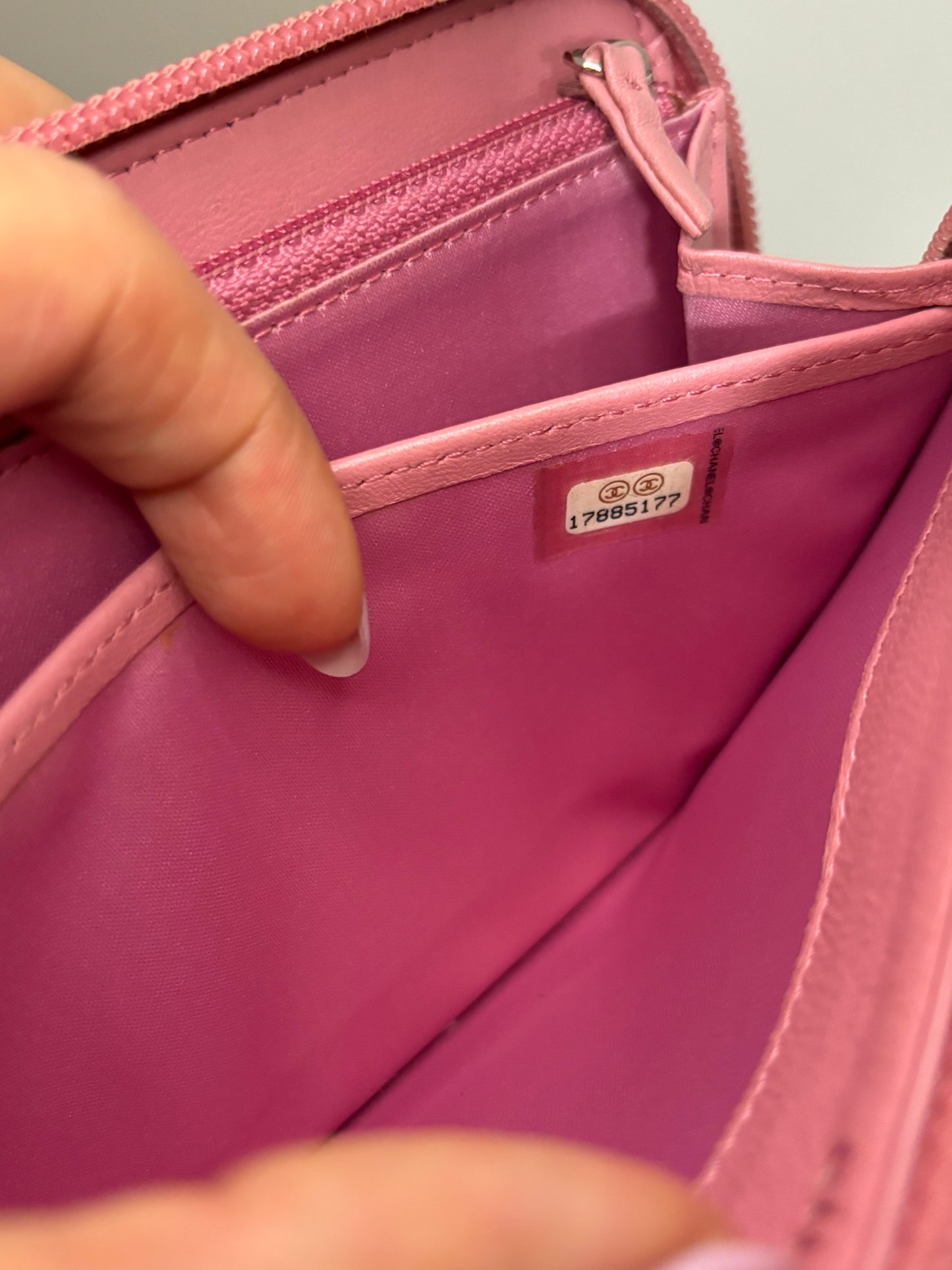 Chanel Pink Camellia Zippy Long Wallet