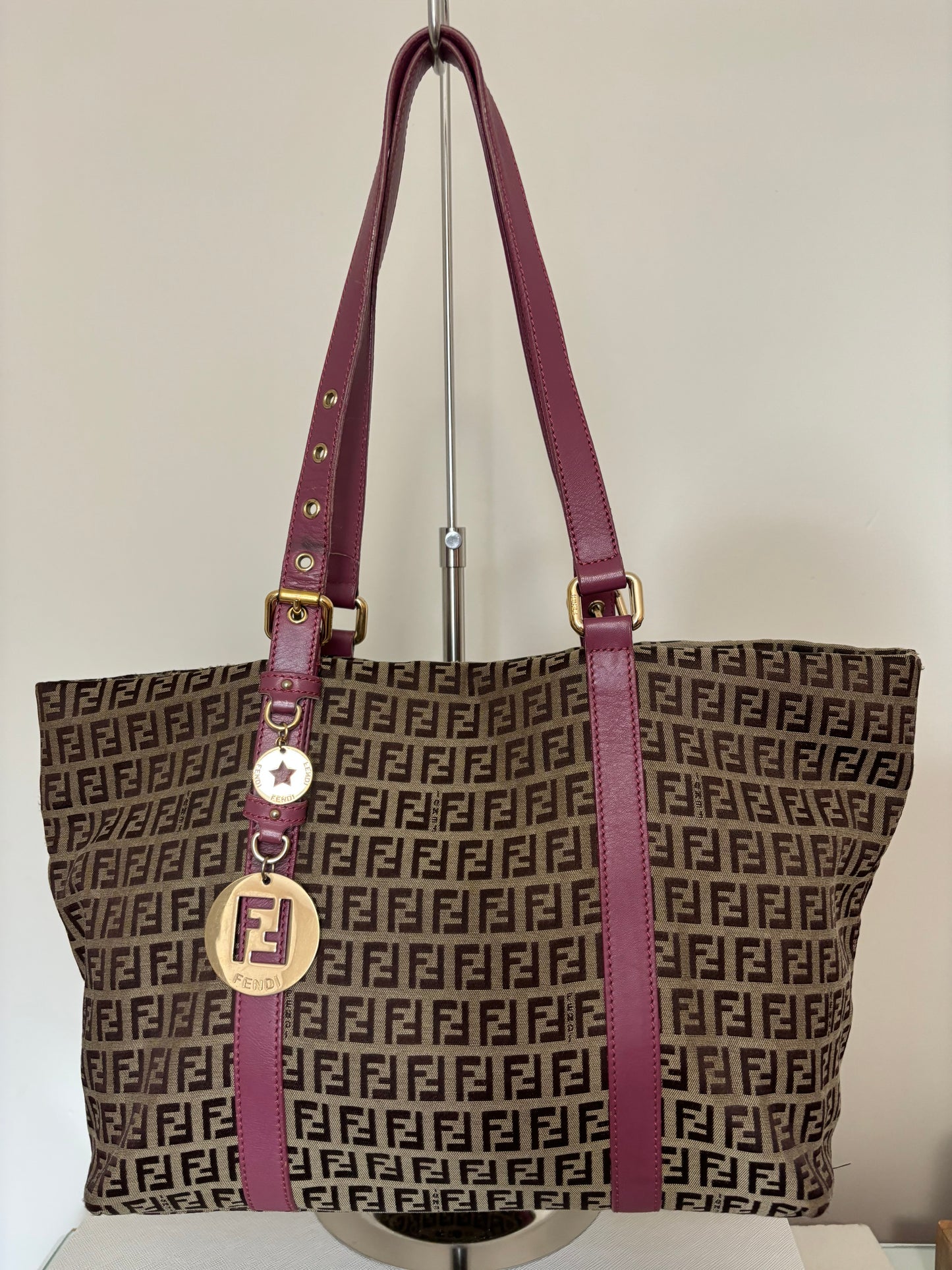 Fendi Zucchino Charm Tote Bag