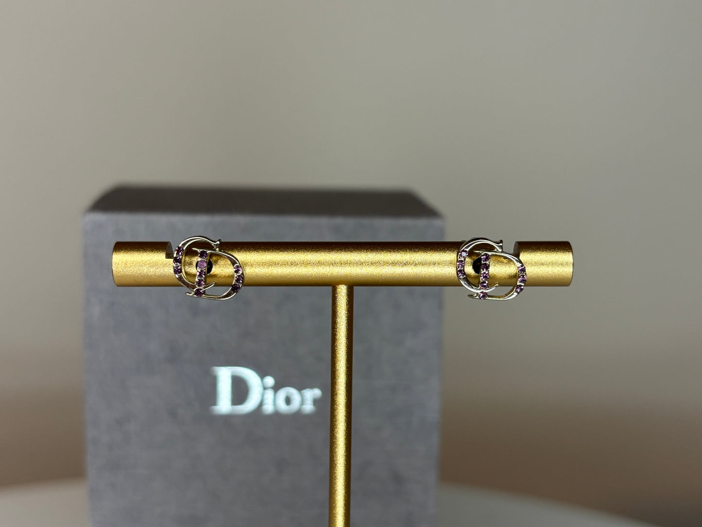 Christian dior pink silver earrings