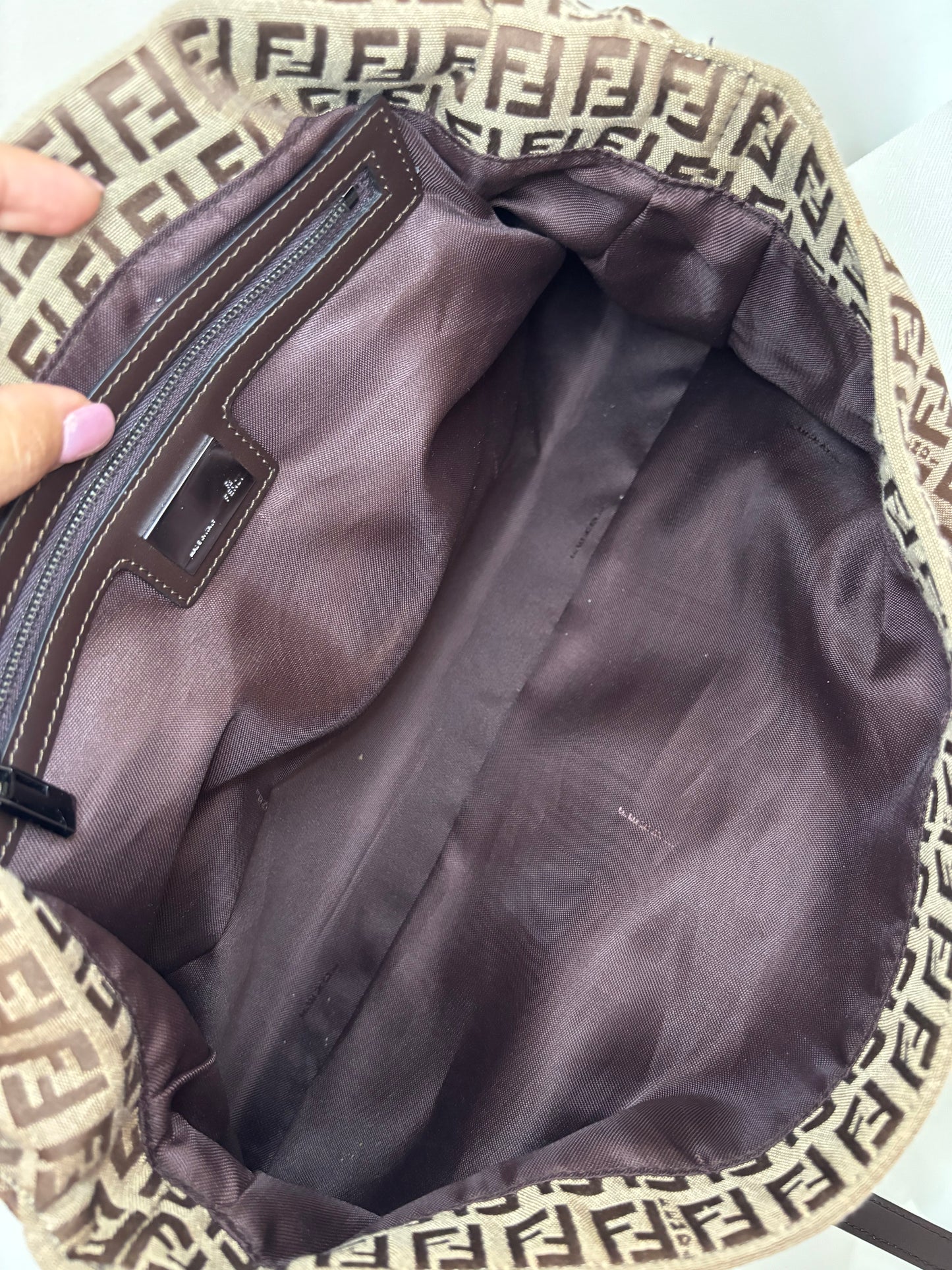 Fendi Zucchino Large Baguette Shoulder Bag