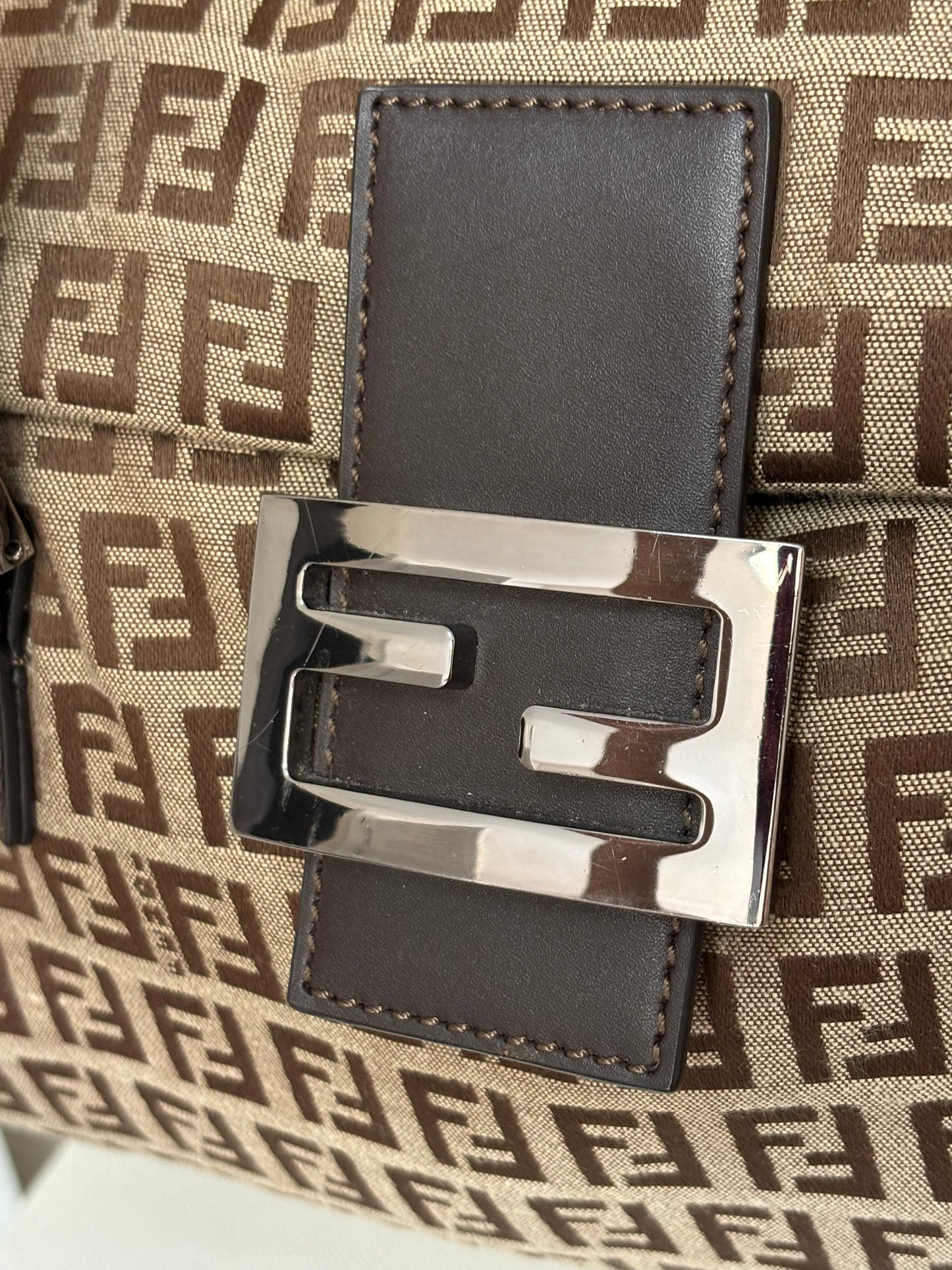 Fendi Zucchino Large Baguette Shoulder Bag