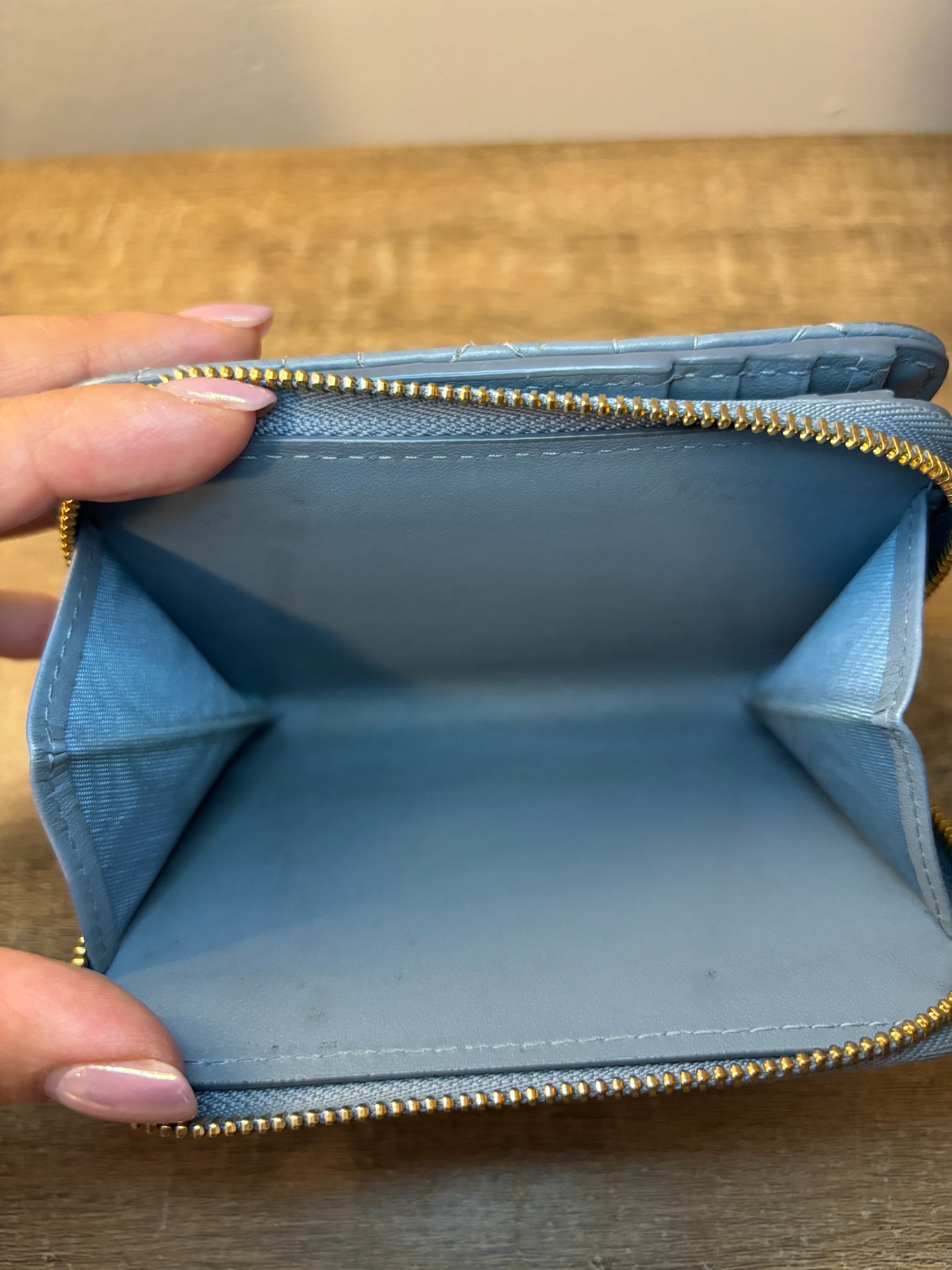 Christian Dior Caro Blue Gray Bifold Wallet