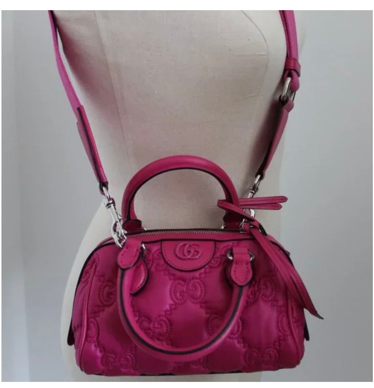 Gucci GG Matelassé Nylon Top Handle and Two Way Crossbody
