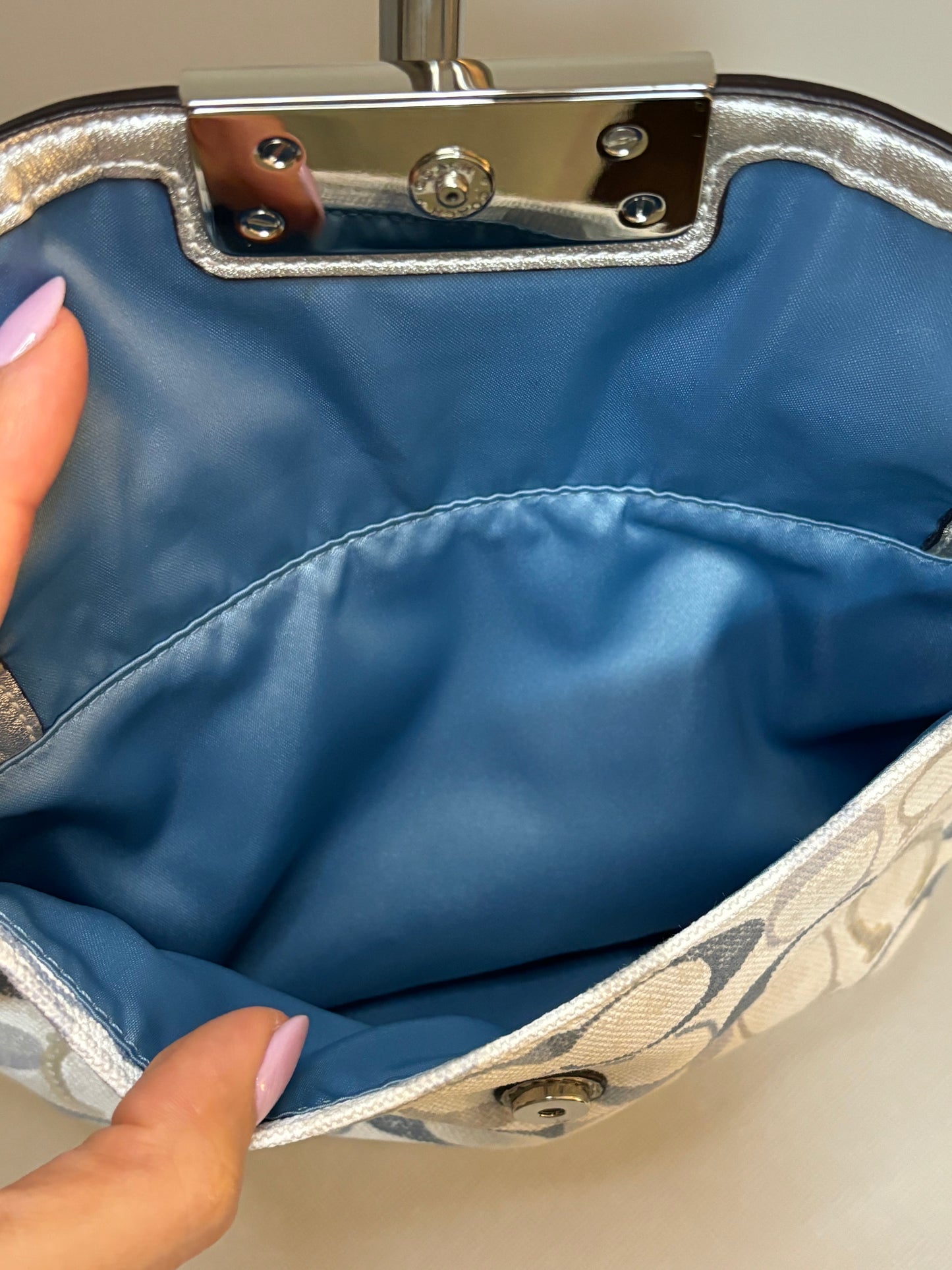 Coach Blue and White Shoulder Bag