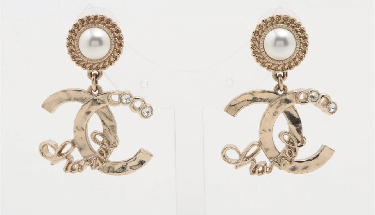 Chanel Coco Mark Dangle Gold Earrings