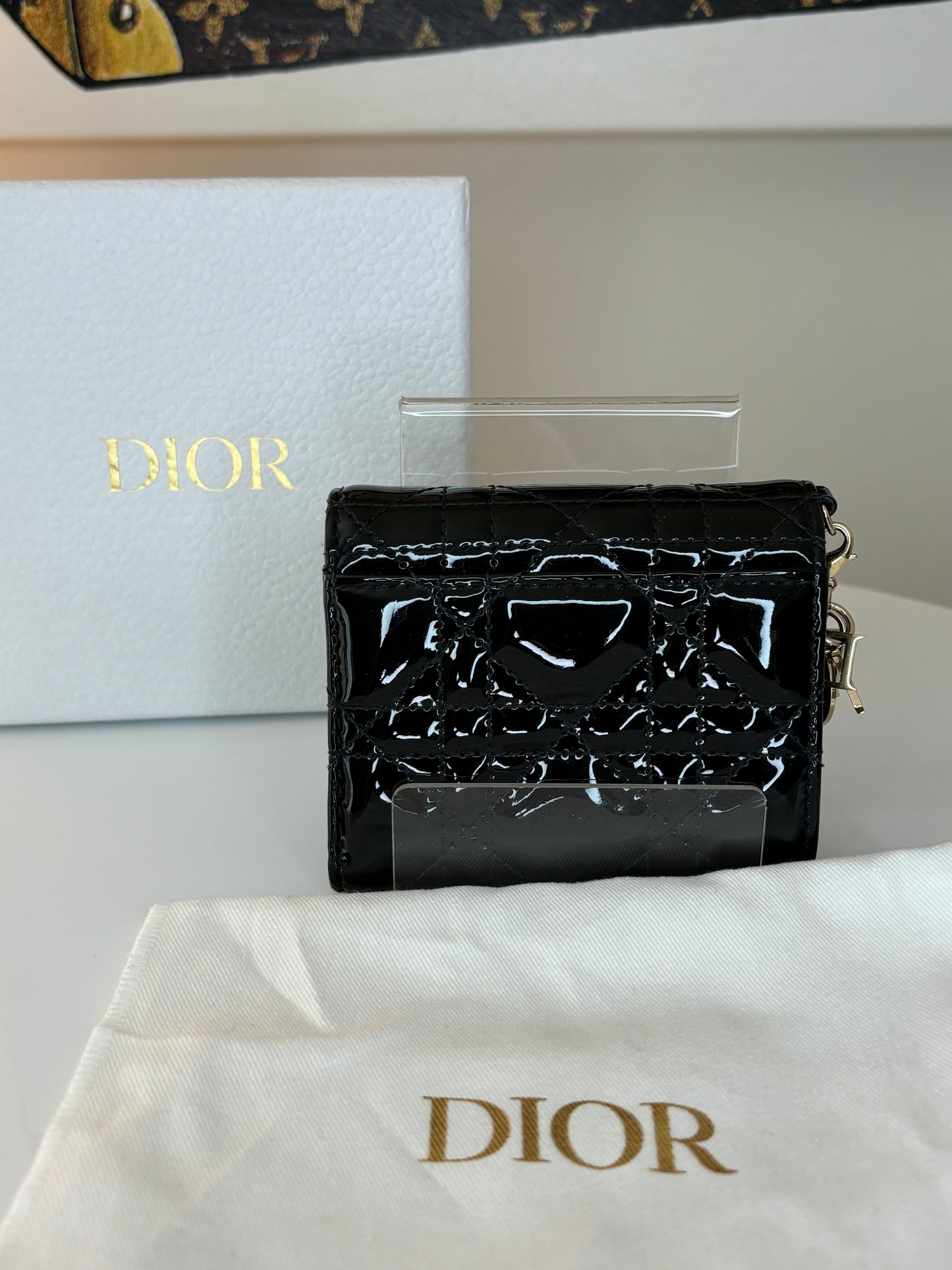 Lady Dior Black Patent Wallet