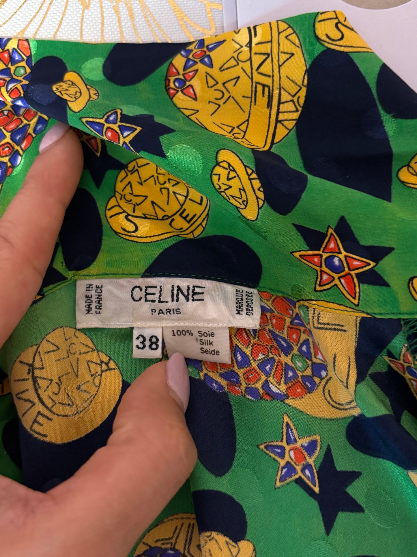 Celine Bow & Button Down Silk Blouse