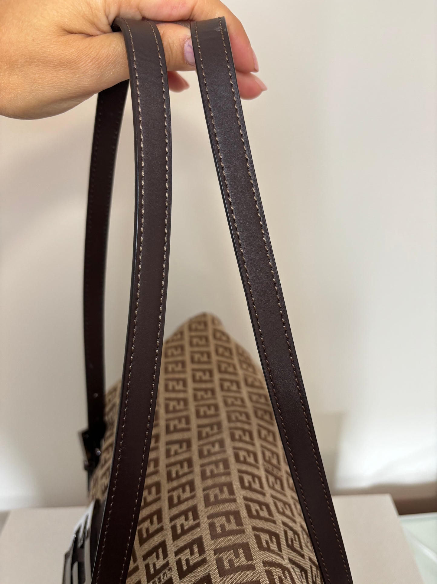 Fendi Zucchino Large Baguette Shoulder Bag
