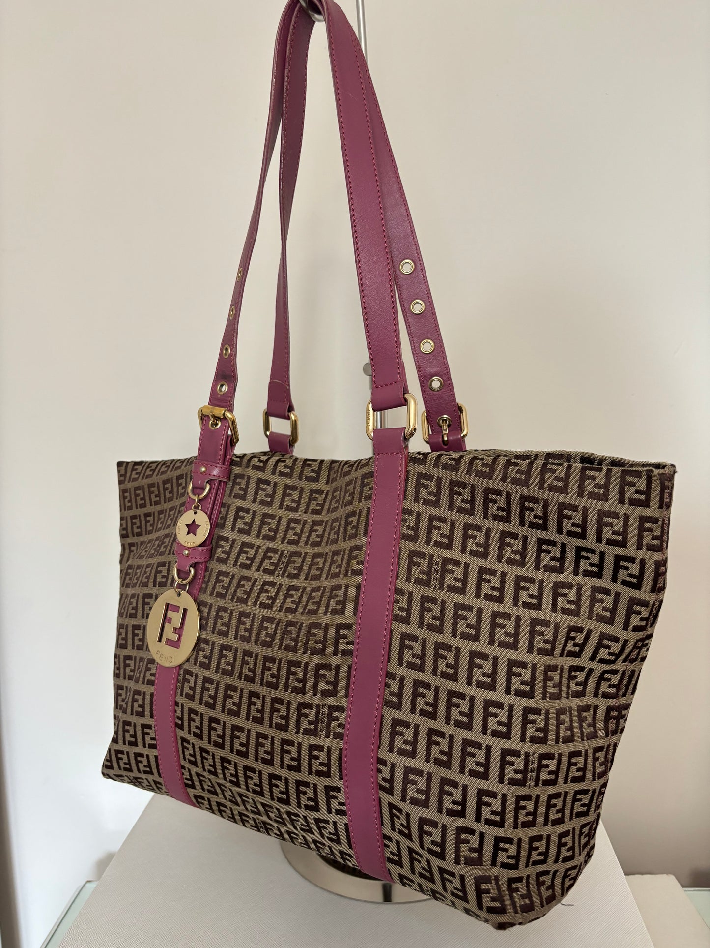 Fendi Zucchino Charm Tote Bag
