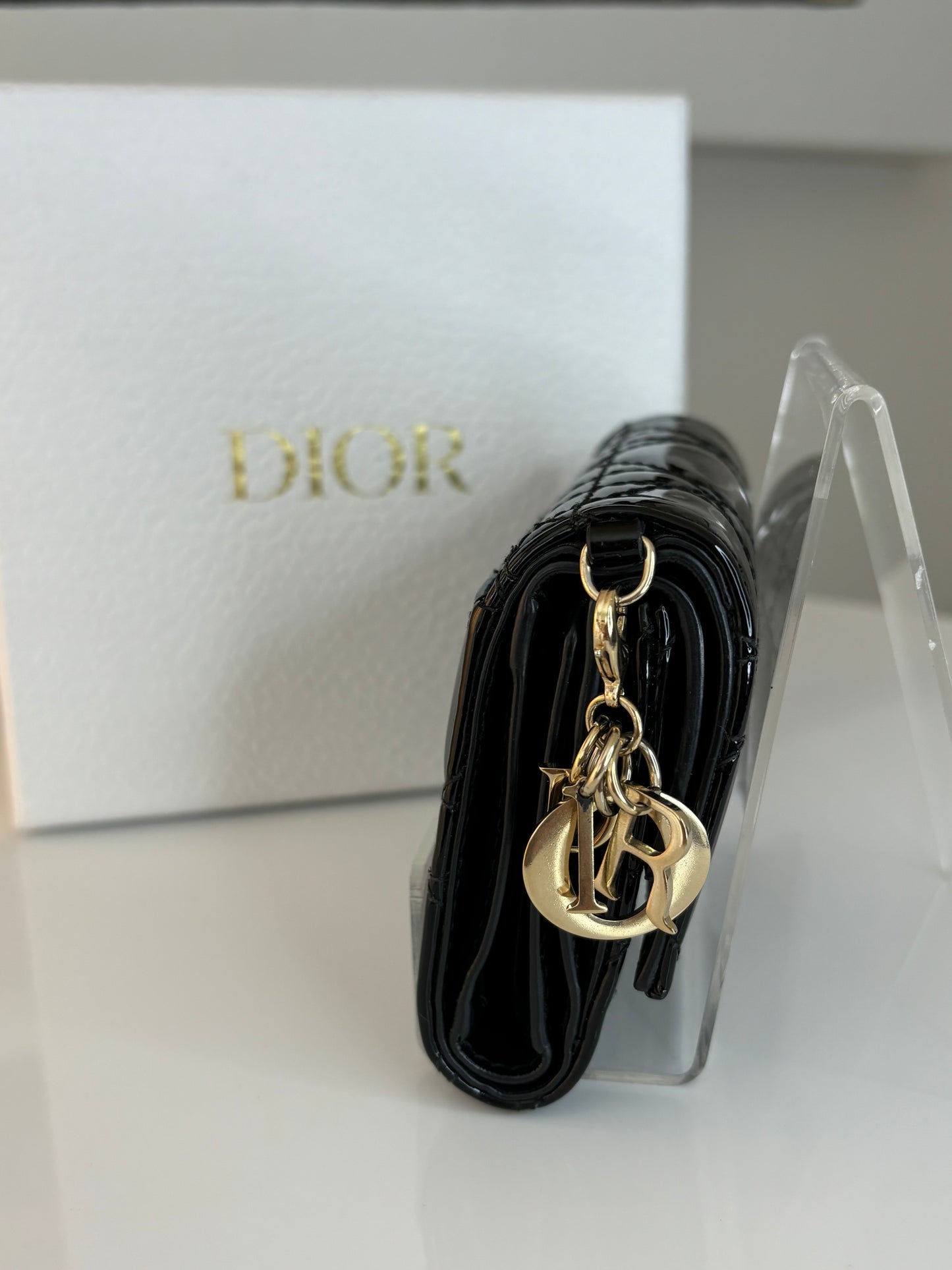 Lady Dior Black Patent Wallet