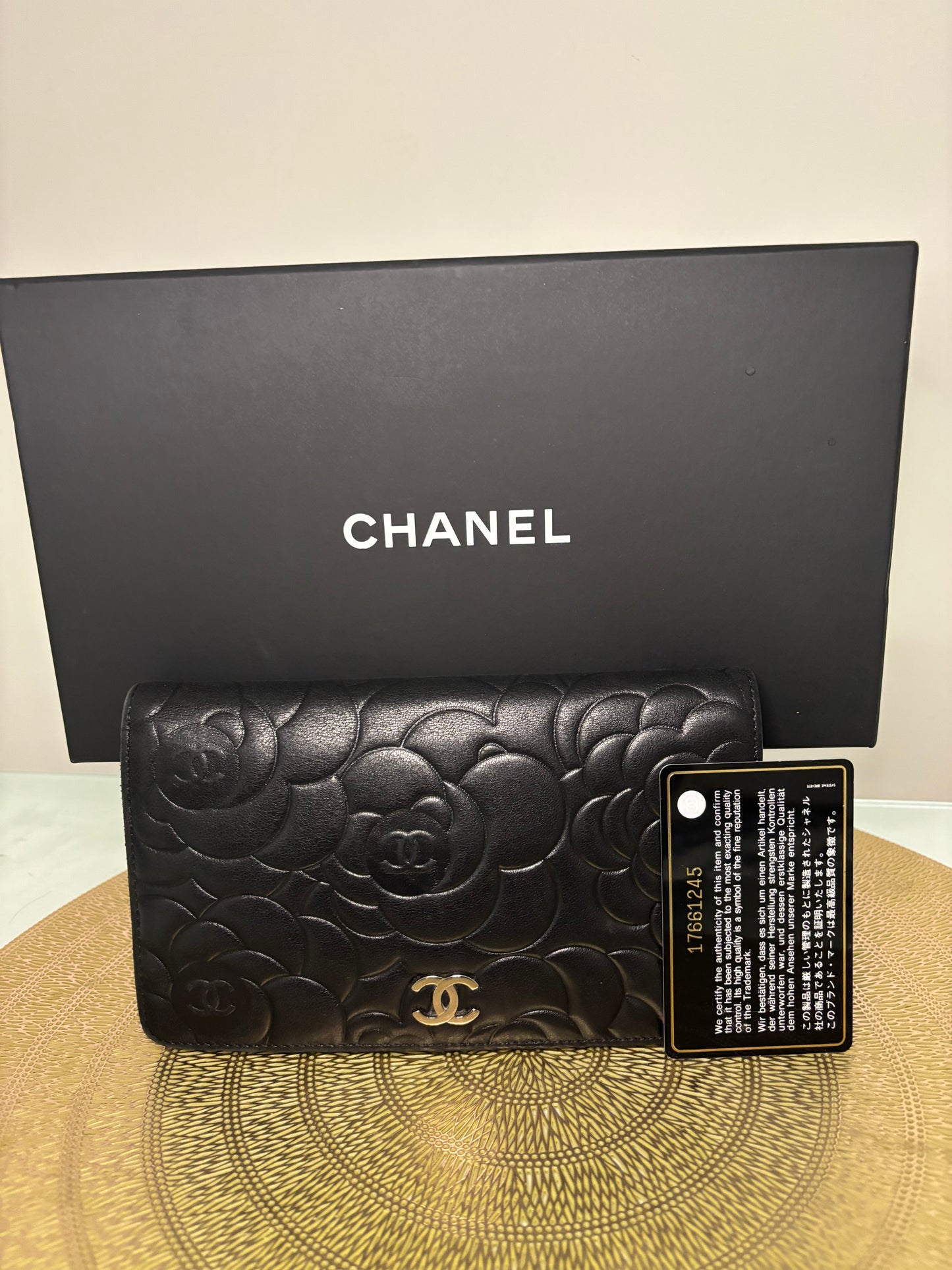 Chanel Camellia Lambskin Long Wallet