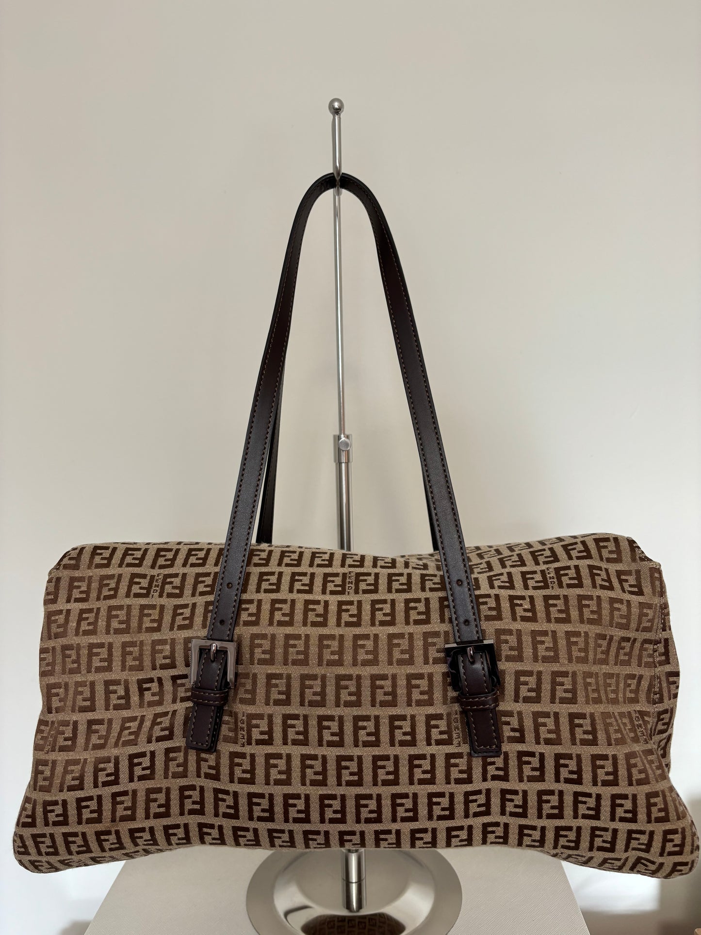 Fendi Zucchino Large Baguette Shoulder Bag