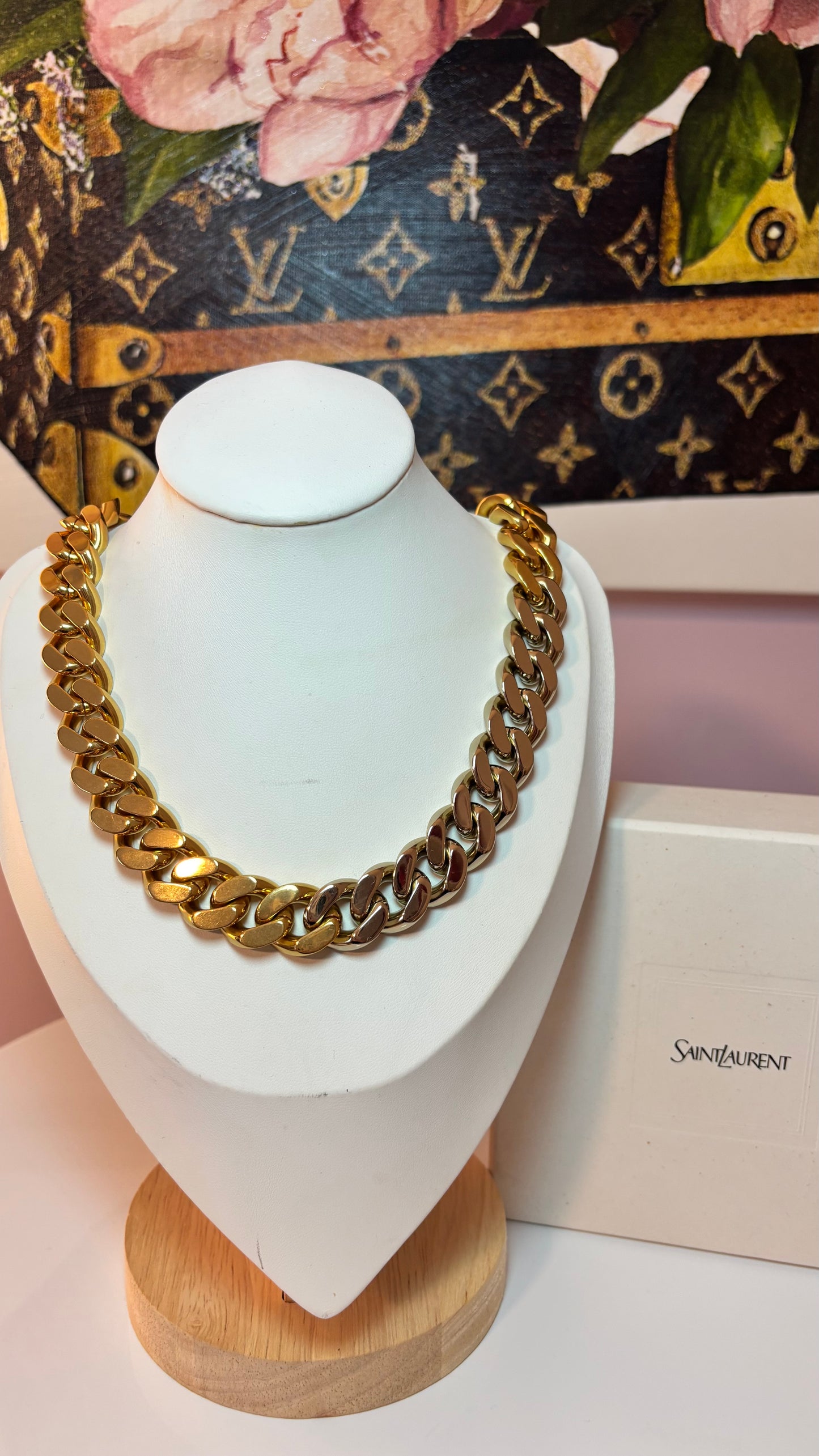 Saint Laurent Two Tone Cuban Link Chain