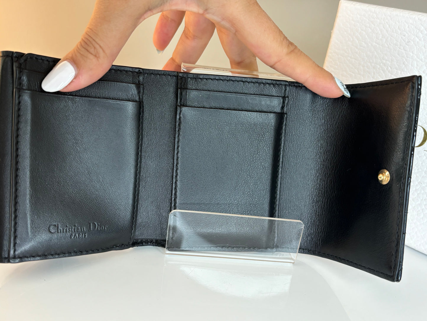 Lady Dior Black Patent Wallet