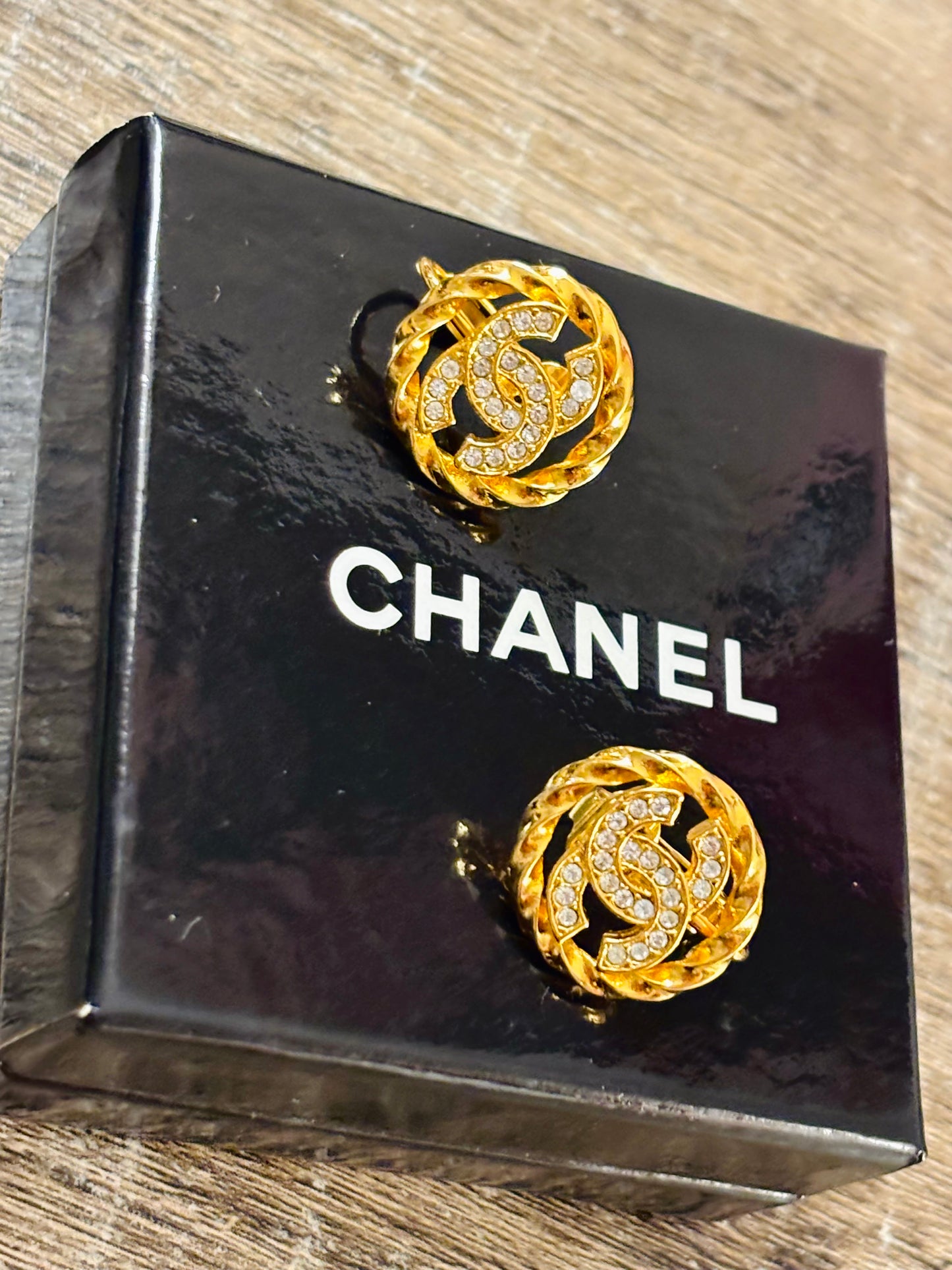 Chanel Rhinestone CC Earrings