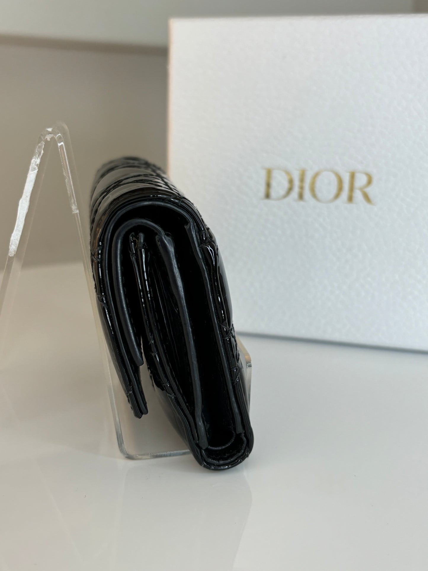 Lady Dior Black Patent Wallet
