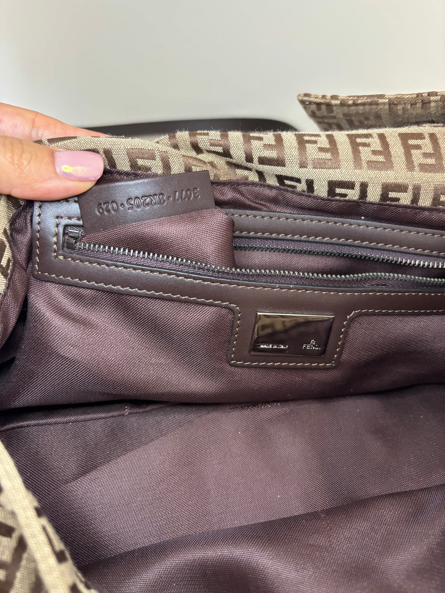Fendi Zucchino Large Baguette Shoulder Bag