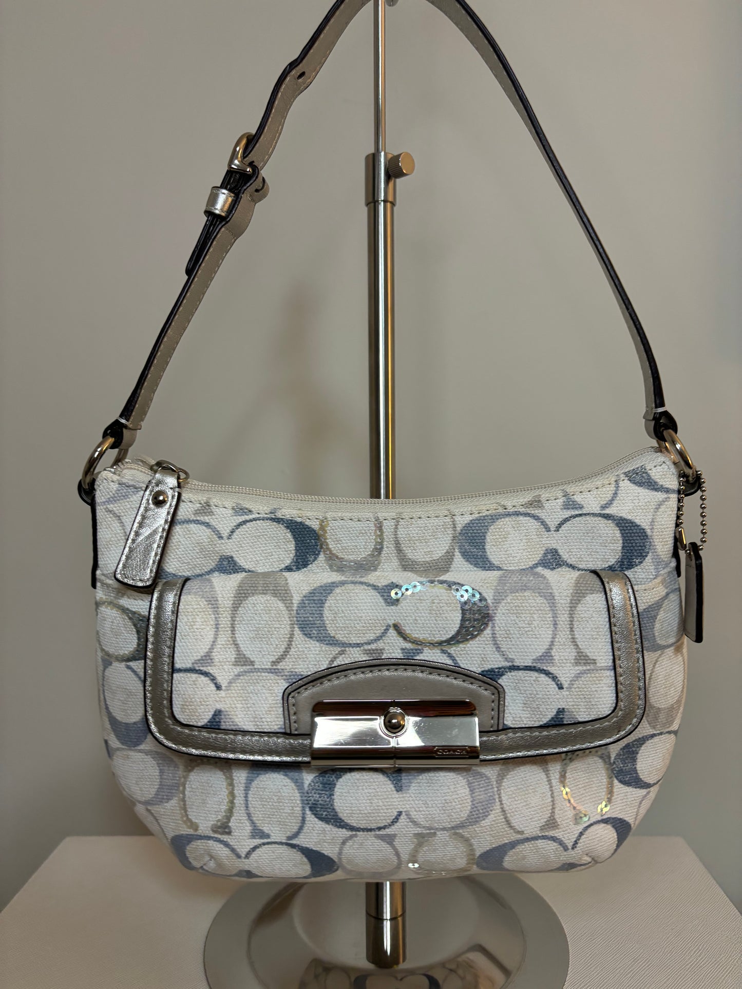 Coach Blue and White Shoulder Bag