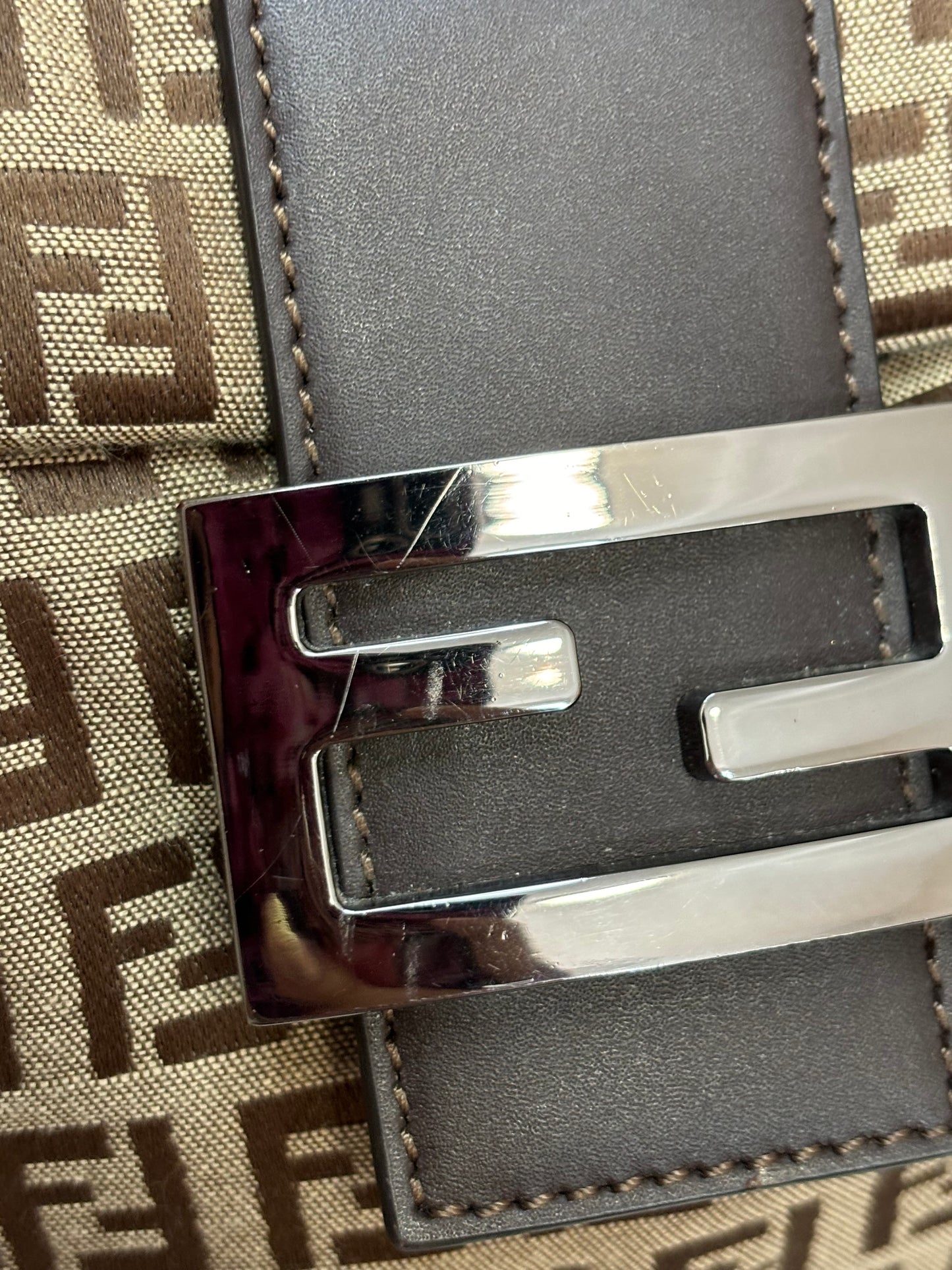 Fendi Zucchino Large Baguette Shoulder Bag