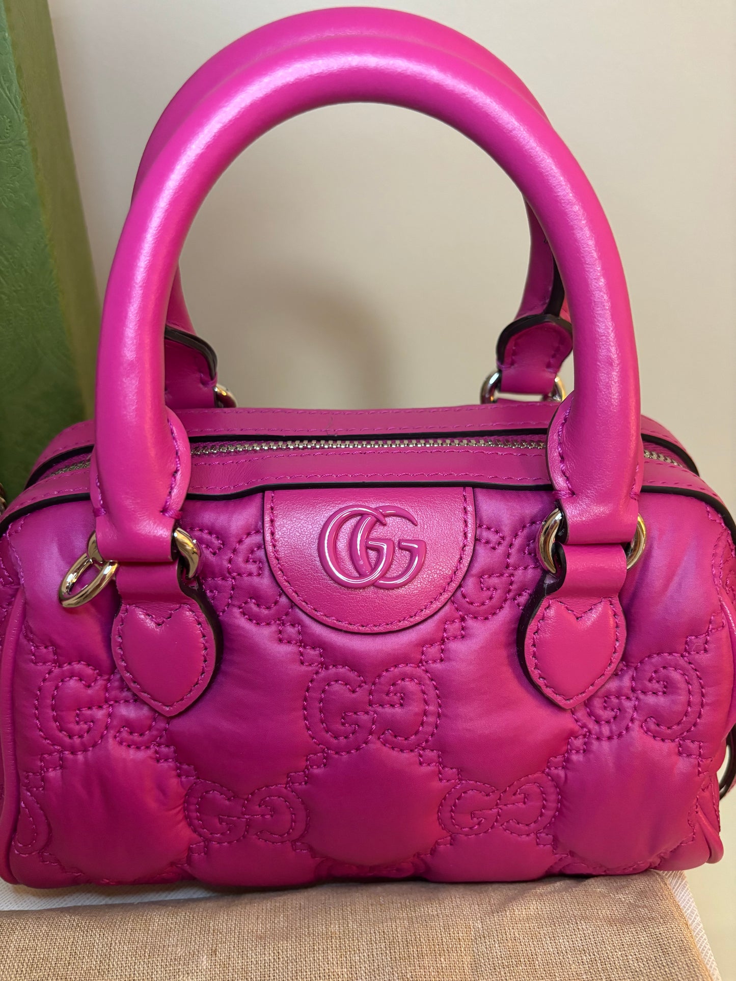 Gucci GG Matelassé Nylon Top Handle and Two Way Crossbody