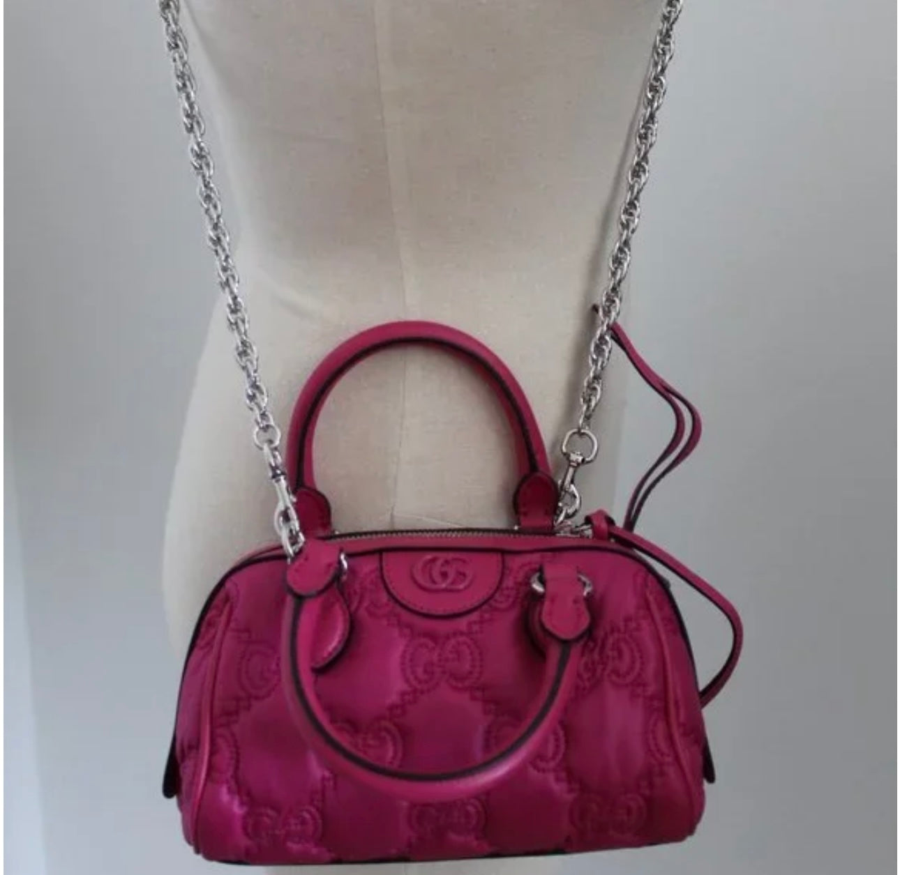 Gucci GG Matelassé Nylon Top Handle and Two Way Crossbody
