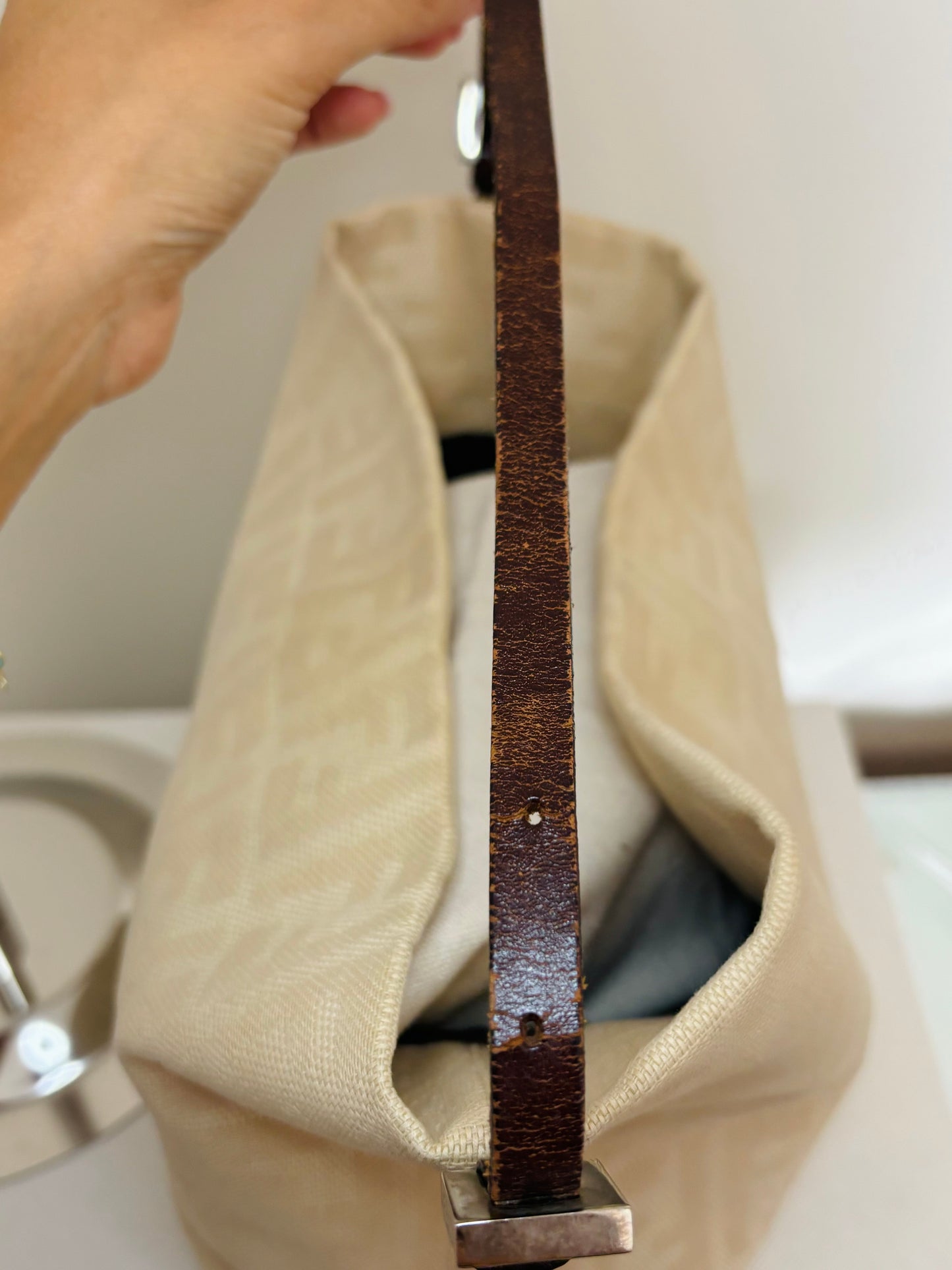 Fendi Cream Bucket Shoulder Bag