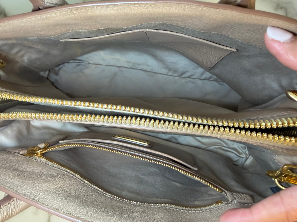 Miu Miu Beige Leather Tote Bag