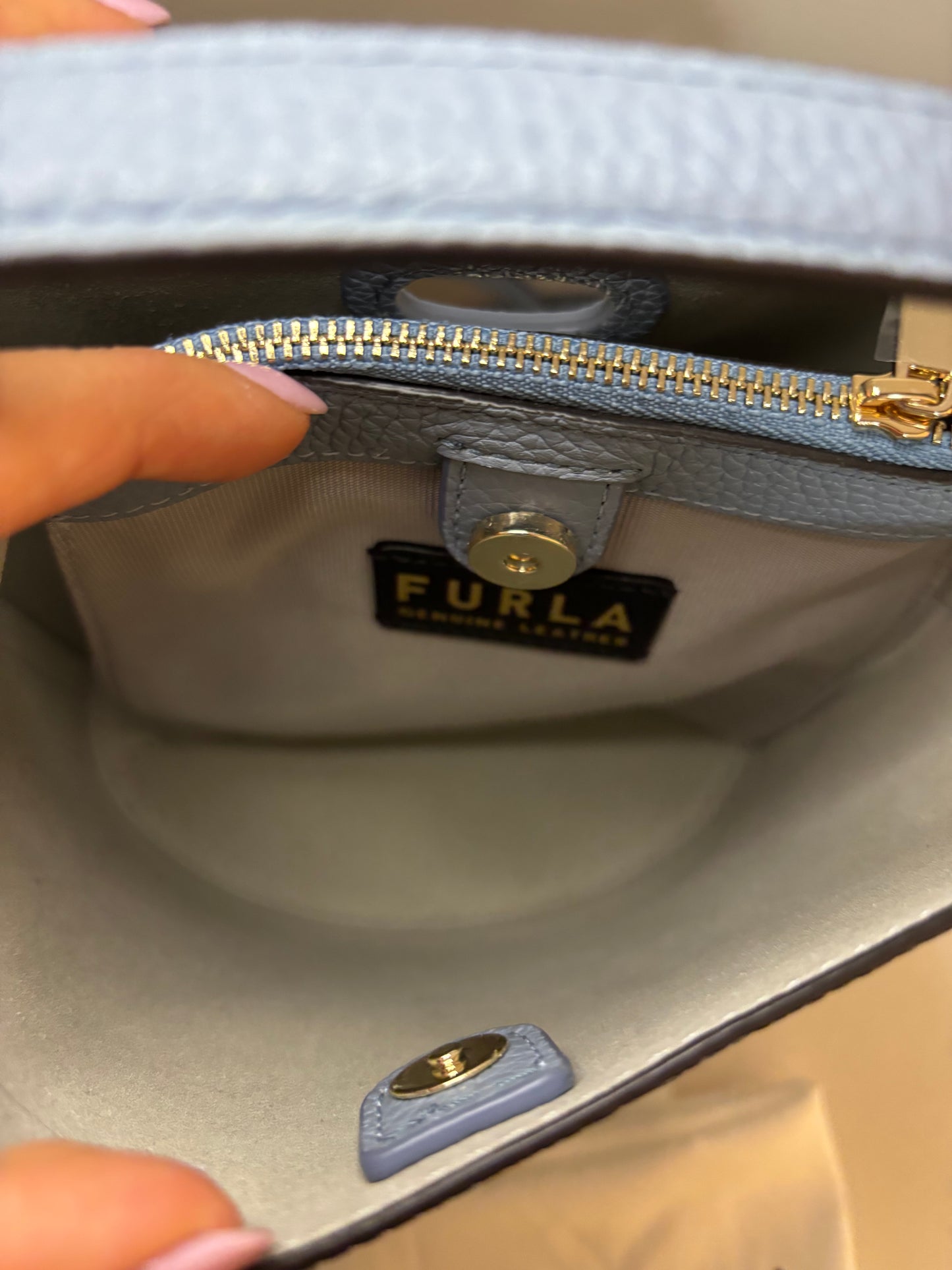 Furla Light Blue Top Handle and Crossbody