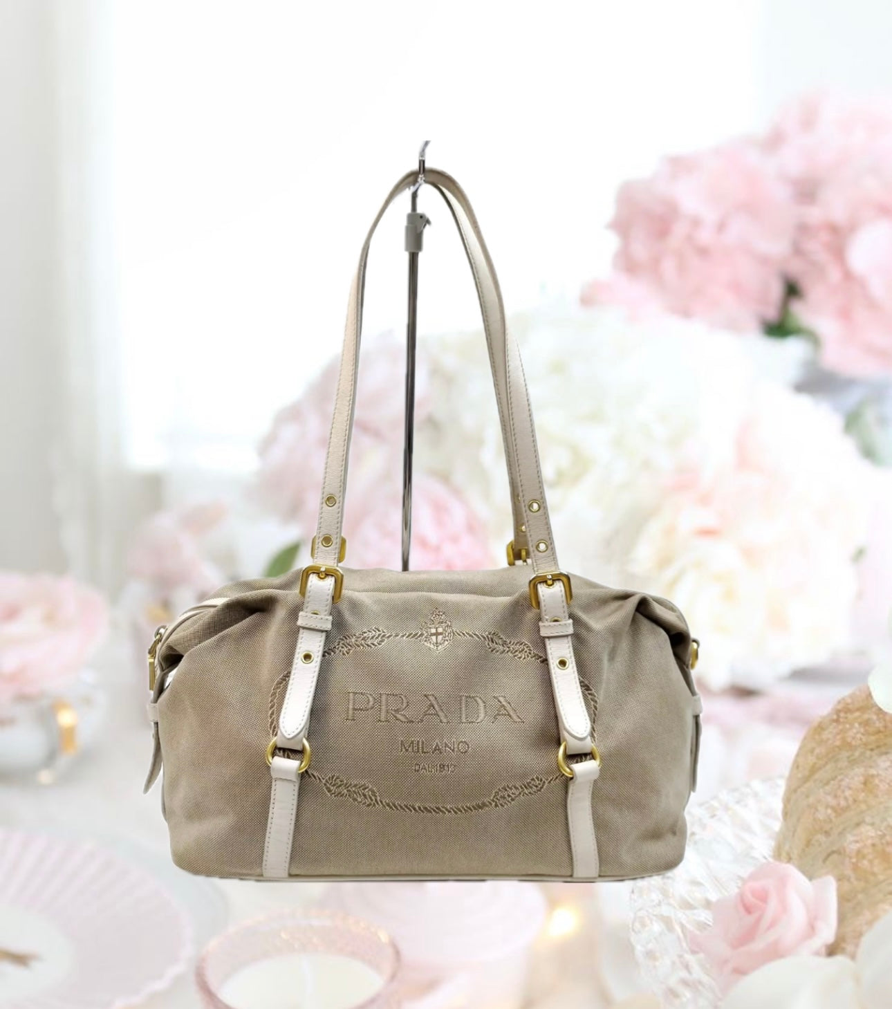Prada Canapa Logo Canvas Shoulder Bag