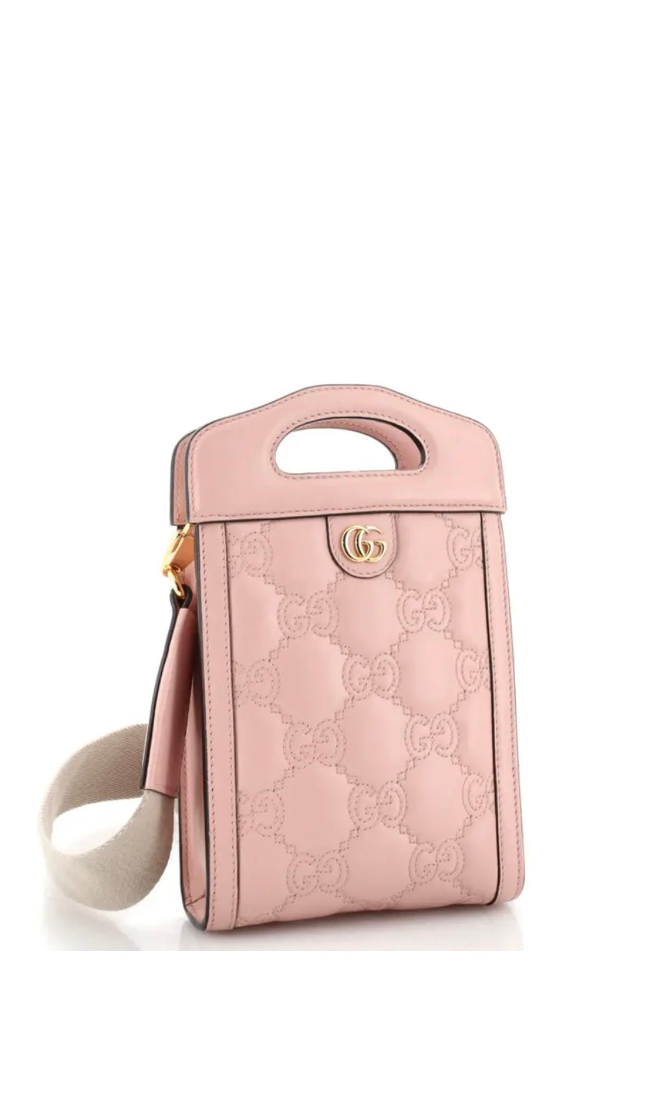 Gucci Marmont Baby Pink Matelasse Top Handle & Crossbody Bag GG Embossed