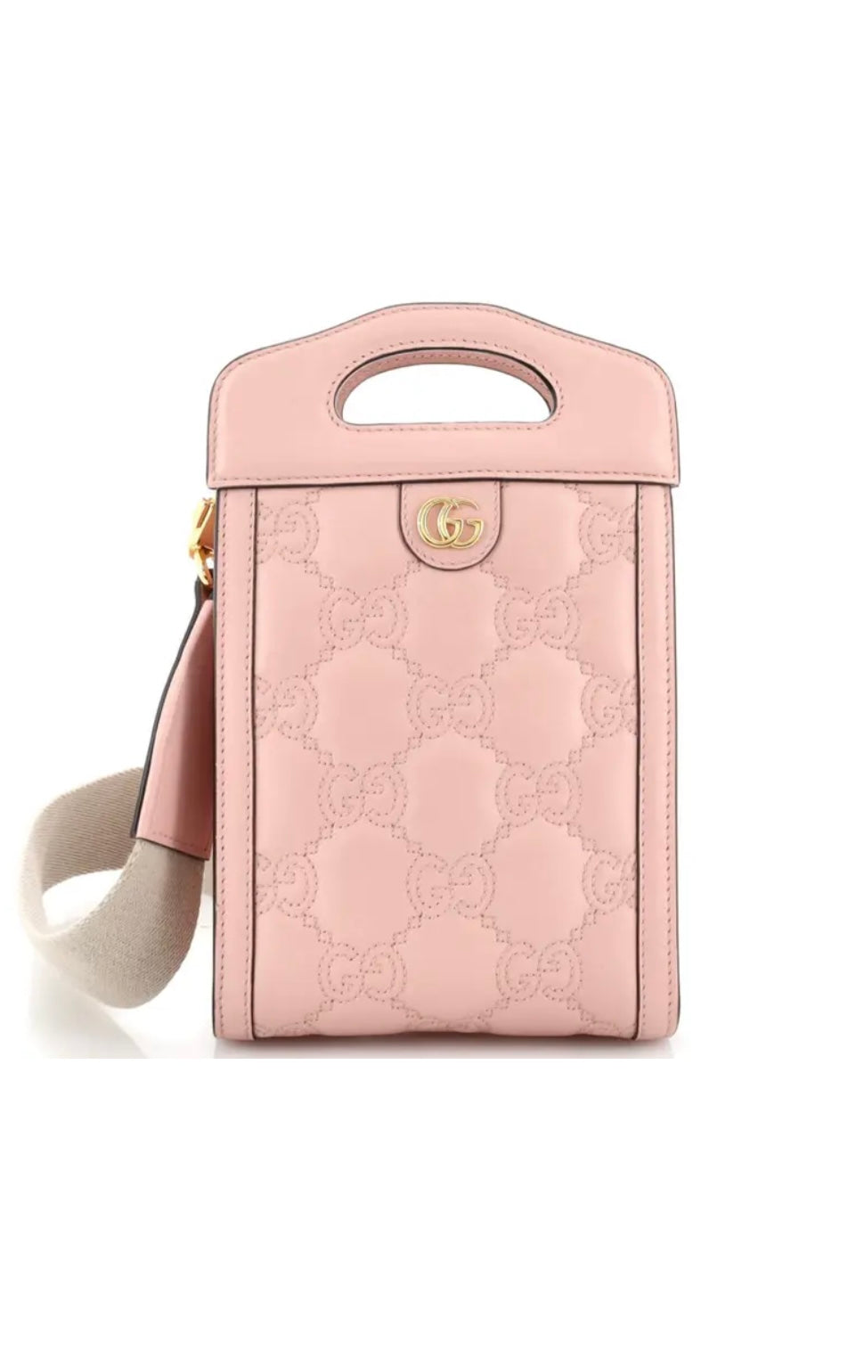 Gucci Marmont Baby Pink Matelasse Top Handle & Crossbody Bag GG Embossed