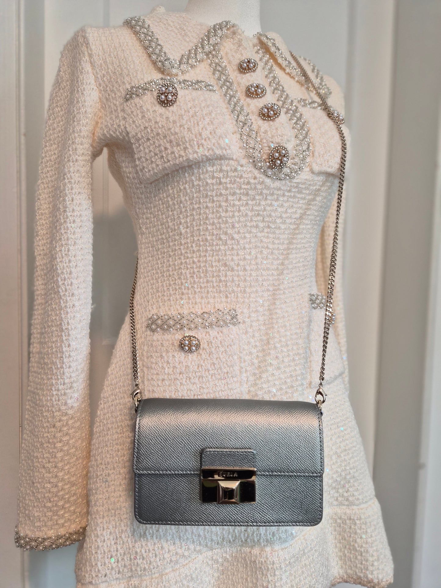 Furla Silver Crossbody Bag