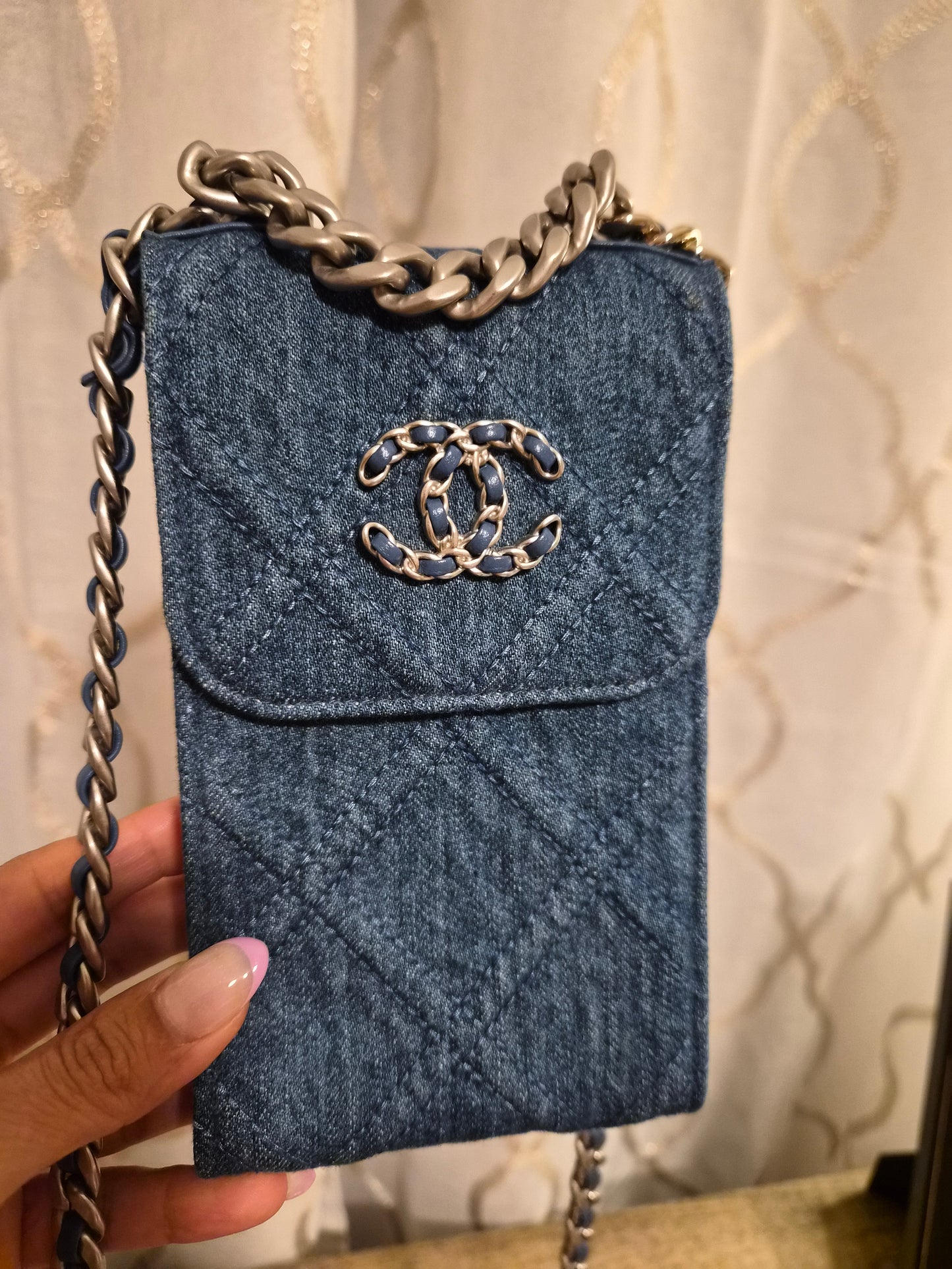 Chanel 19 Denim Phone Crossbody Bag