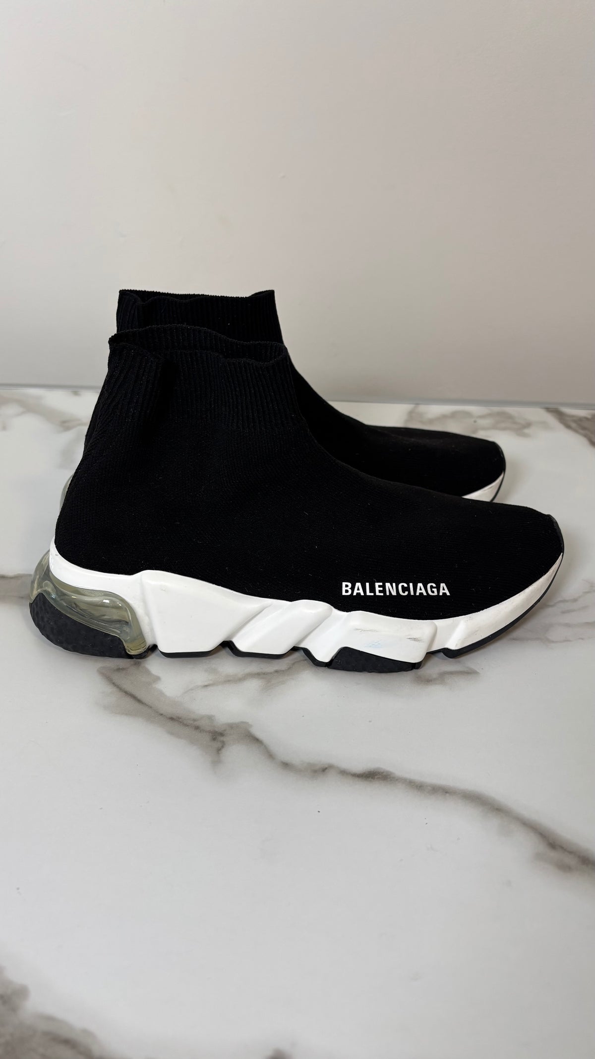 Balenciaga Speed Trainers Black White Womens 7