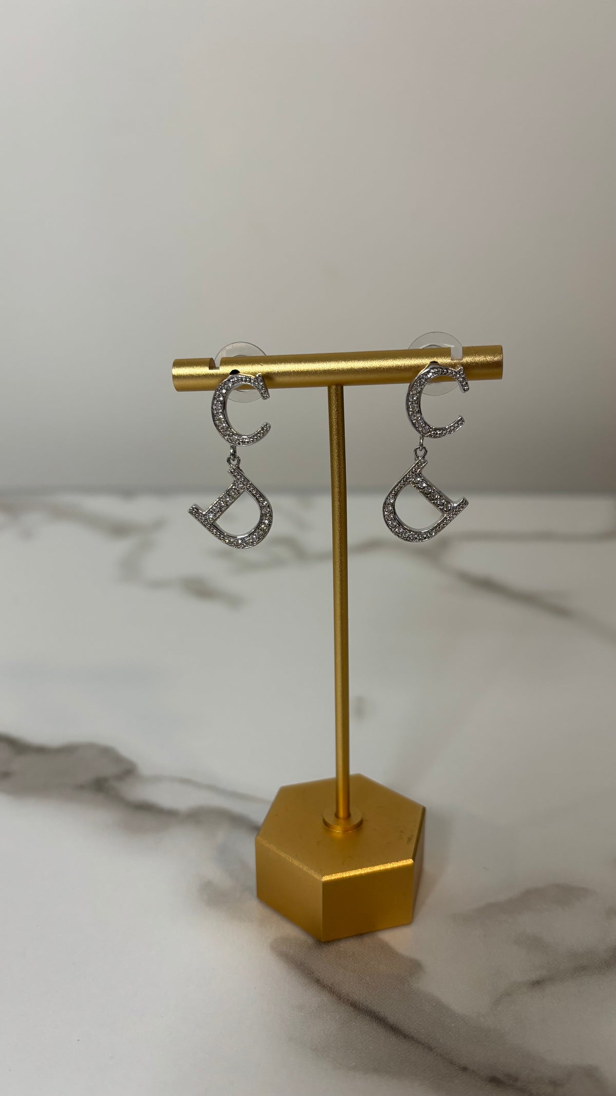 Dior Crystal CD Drop Earrings