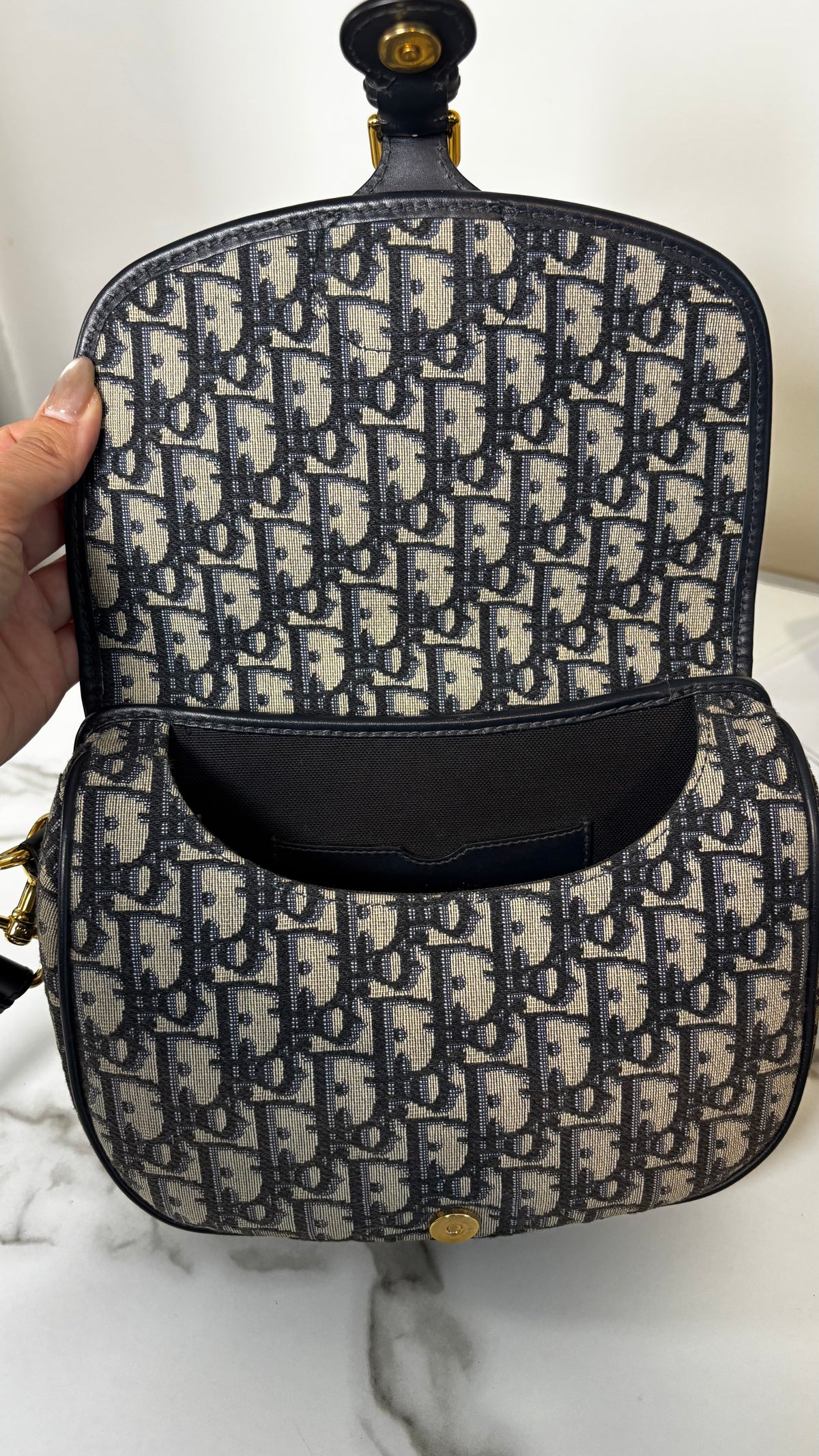 Dior Oblique Medium Bobby Flap Blue