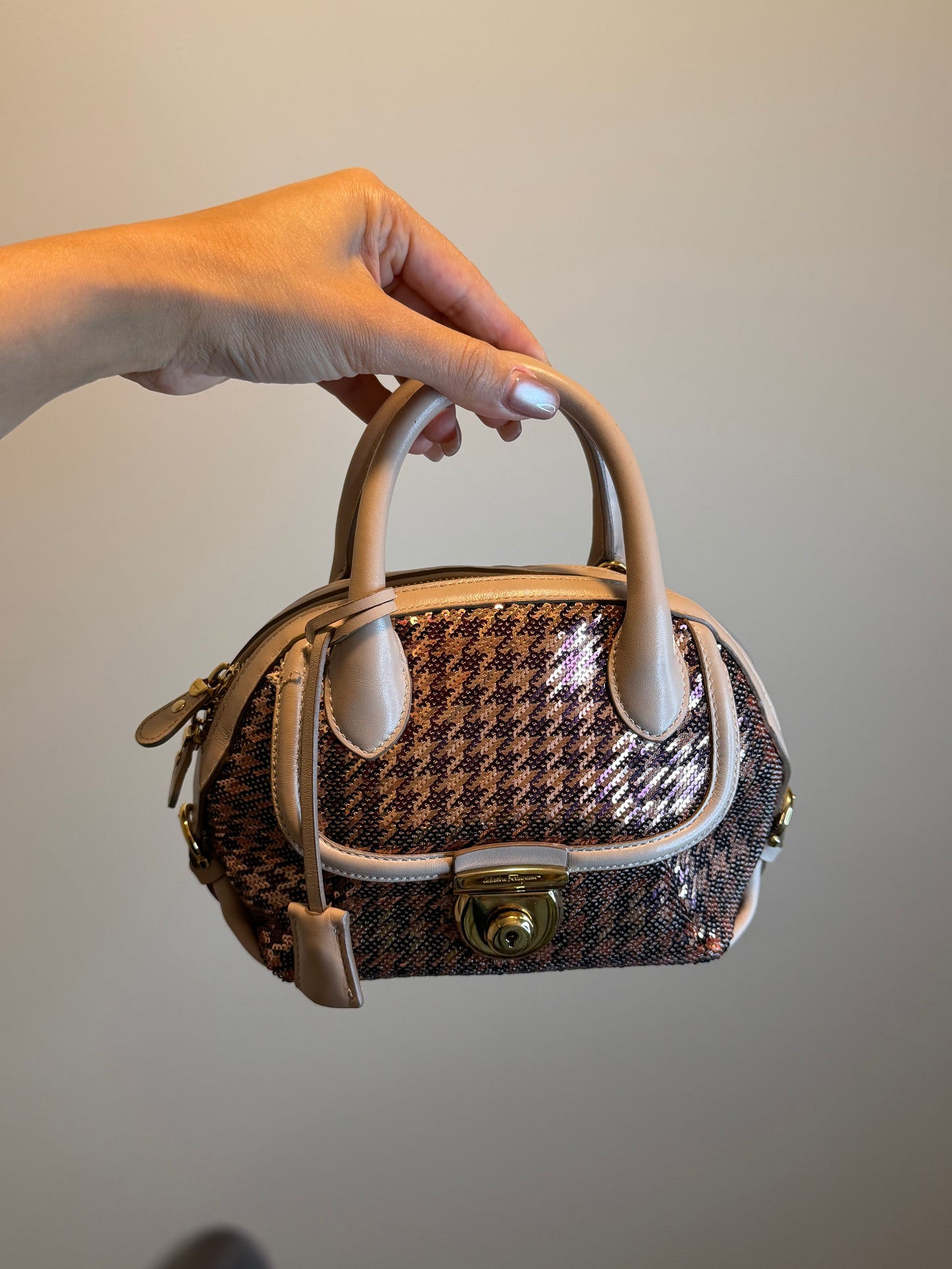 Salvatore Ferragamo Sequin Houndstooth Crossbody Bag