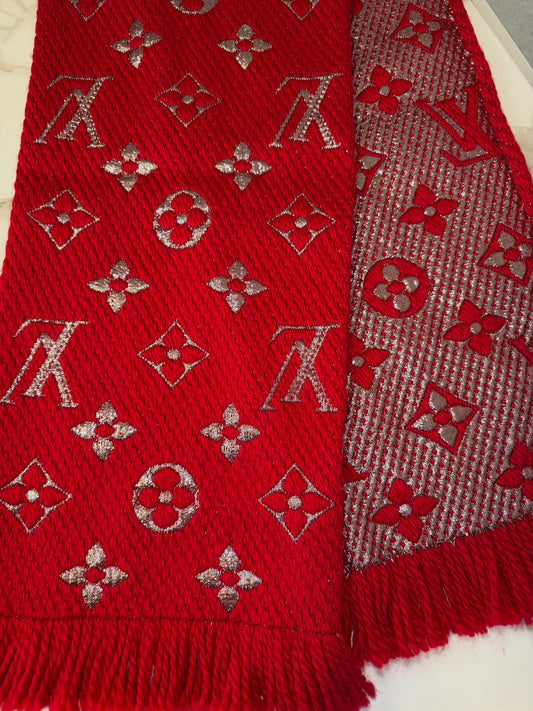 Louis Vuitton Red Logomania Shine Scarf