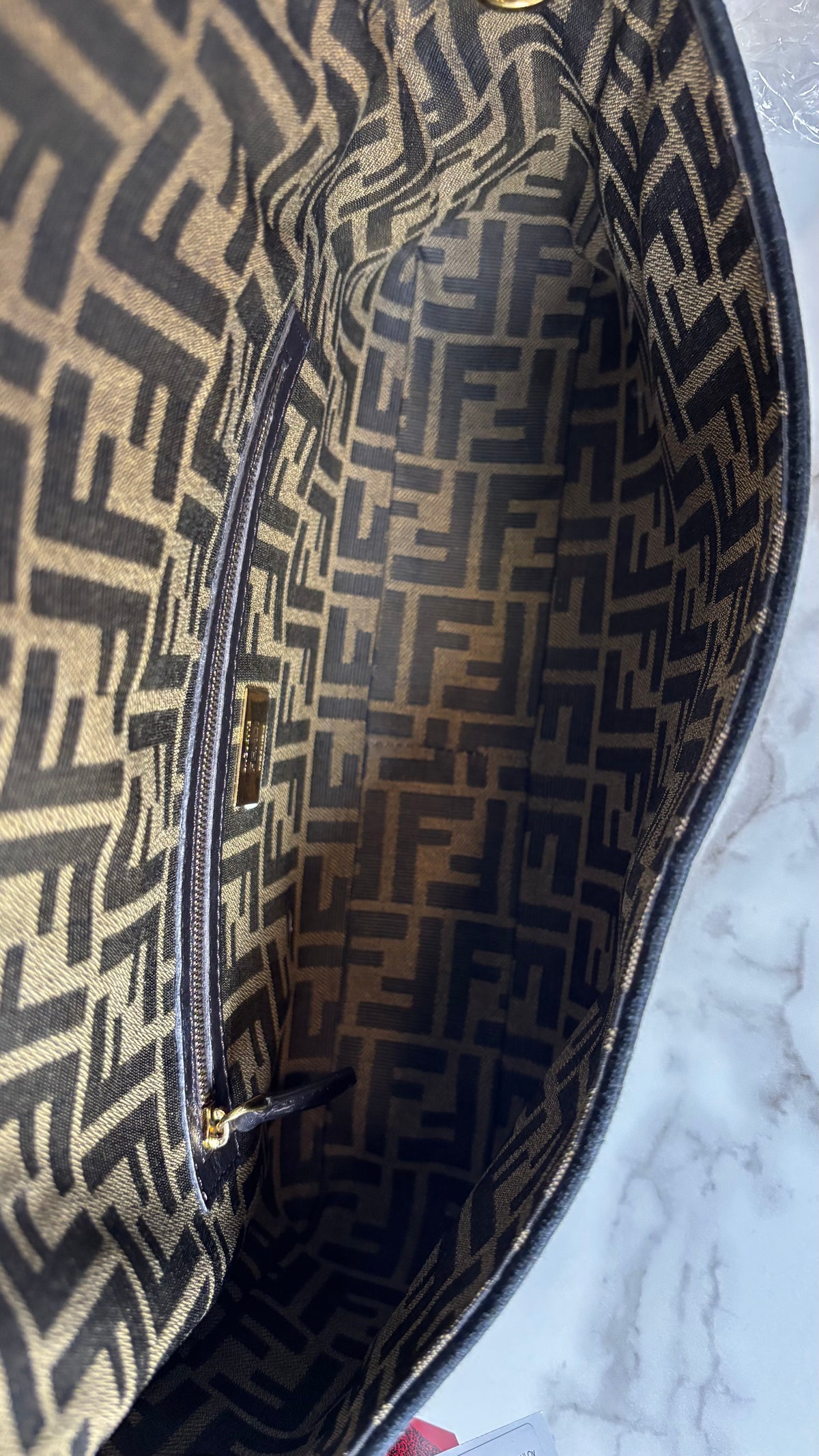 Fendi Baguette Monogram Brown/Black Large Shoulder Bag