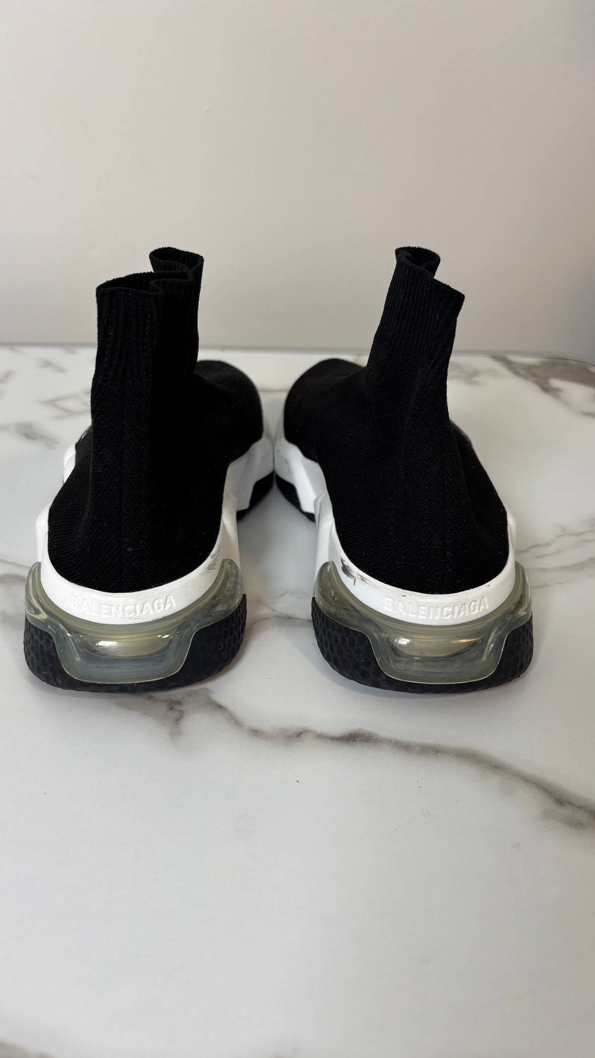 Balenciaga Speed Trainers Black White Womens 7