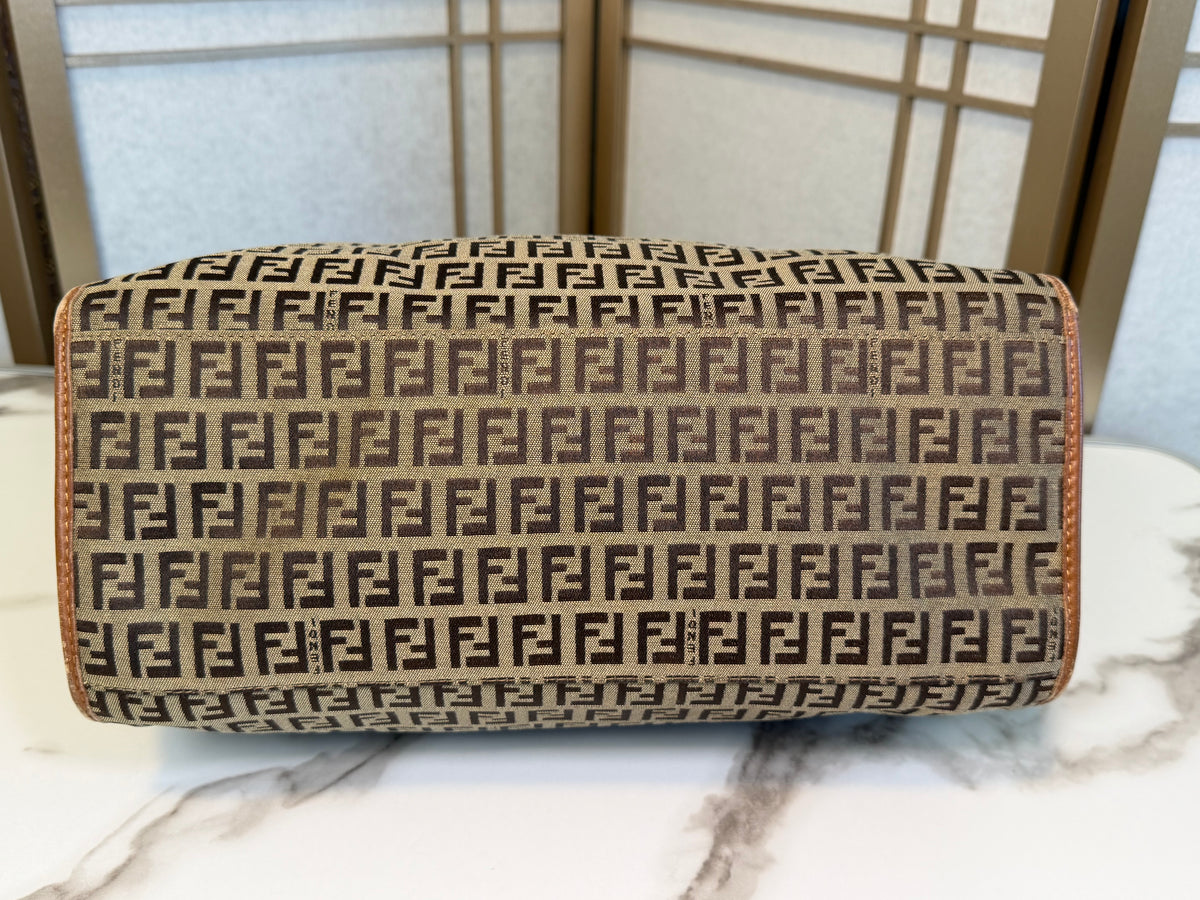 Fendi Zucchino FF Brown Tote Bag