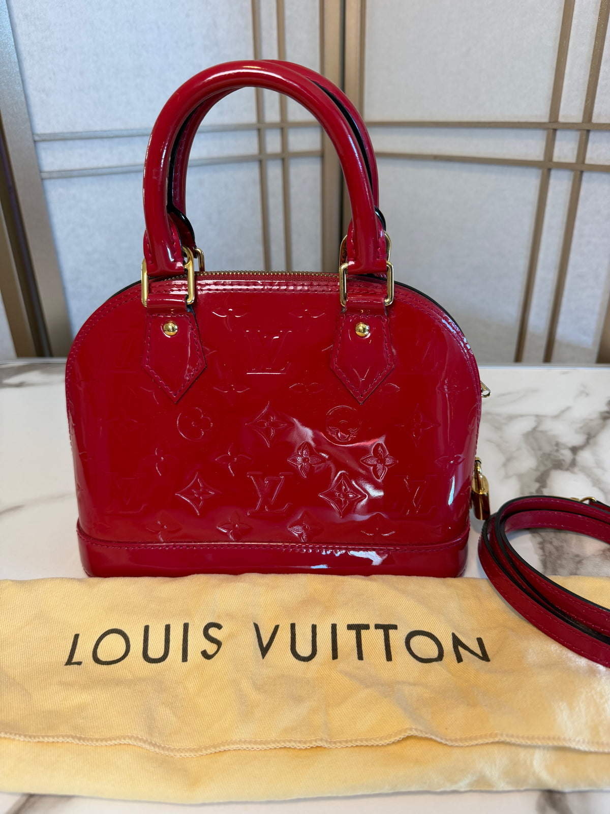 Louis Vuitton Alma BB Monogram Vernis Red