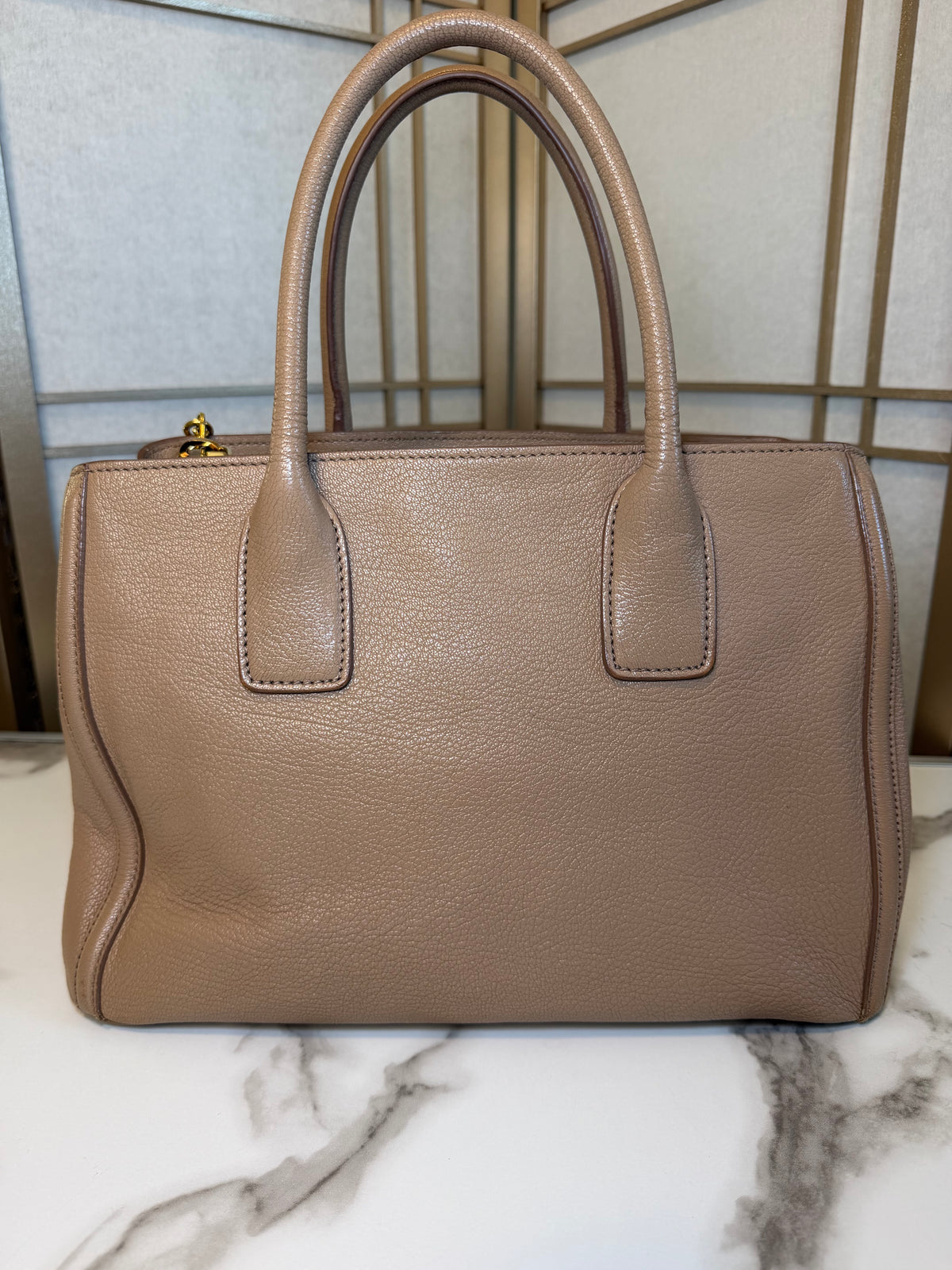 Miu Miu Beige Leather Tote Bag