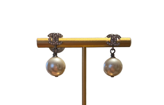 Chanel Pearly Drop Pierced Earrings