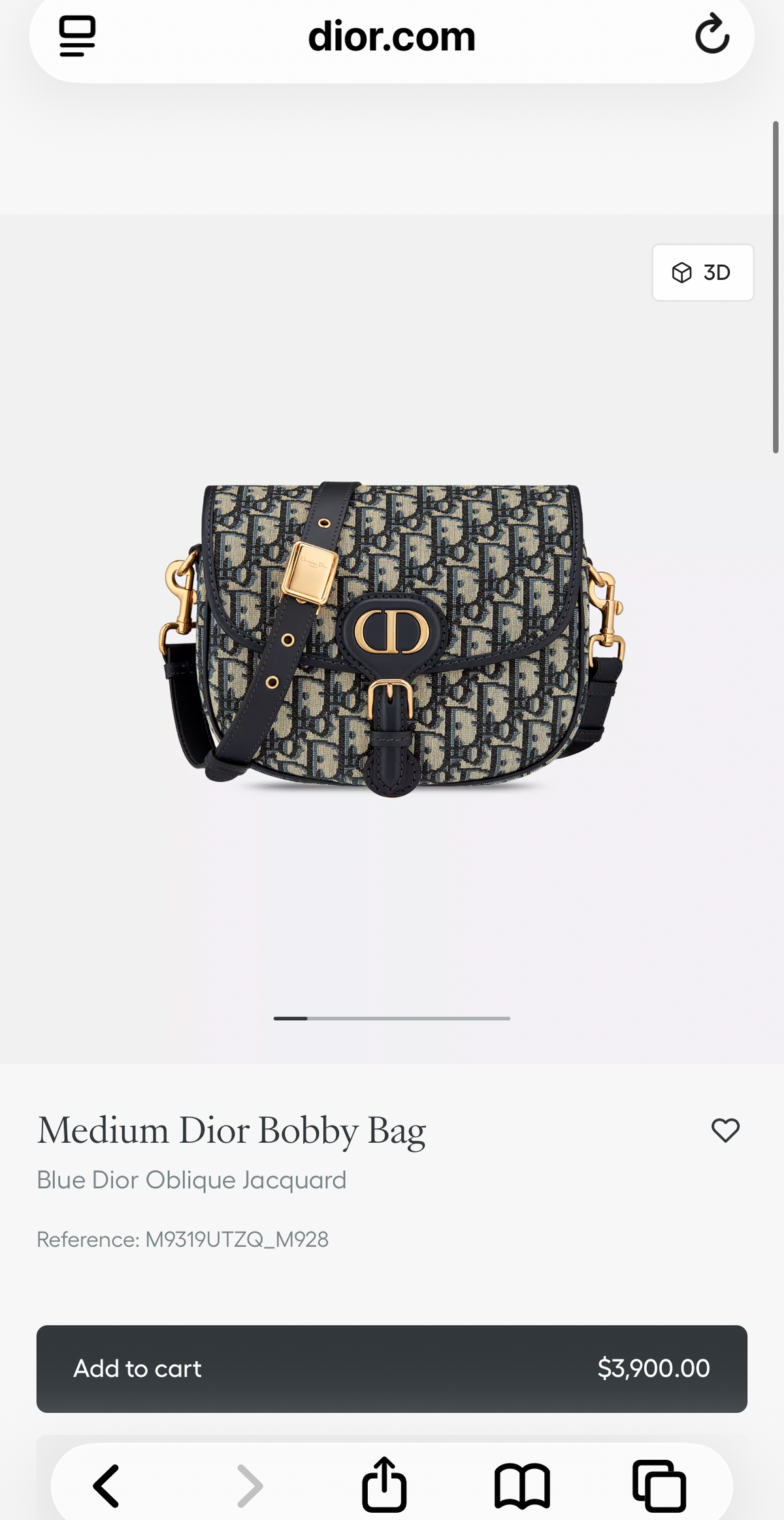 Dior Oblique Medium Bobby Flap Blue