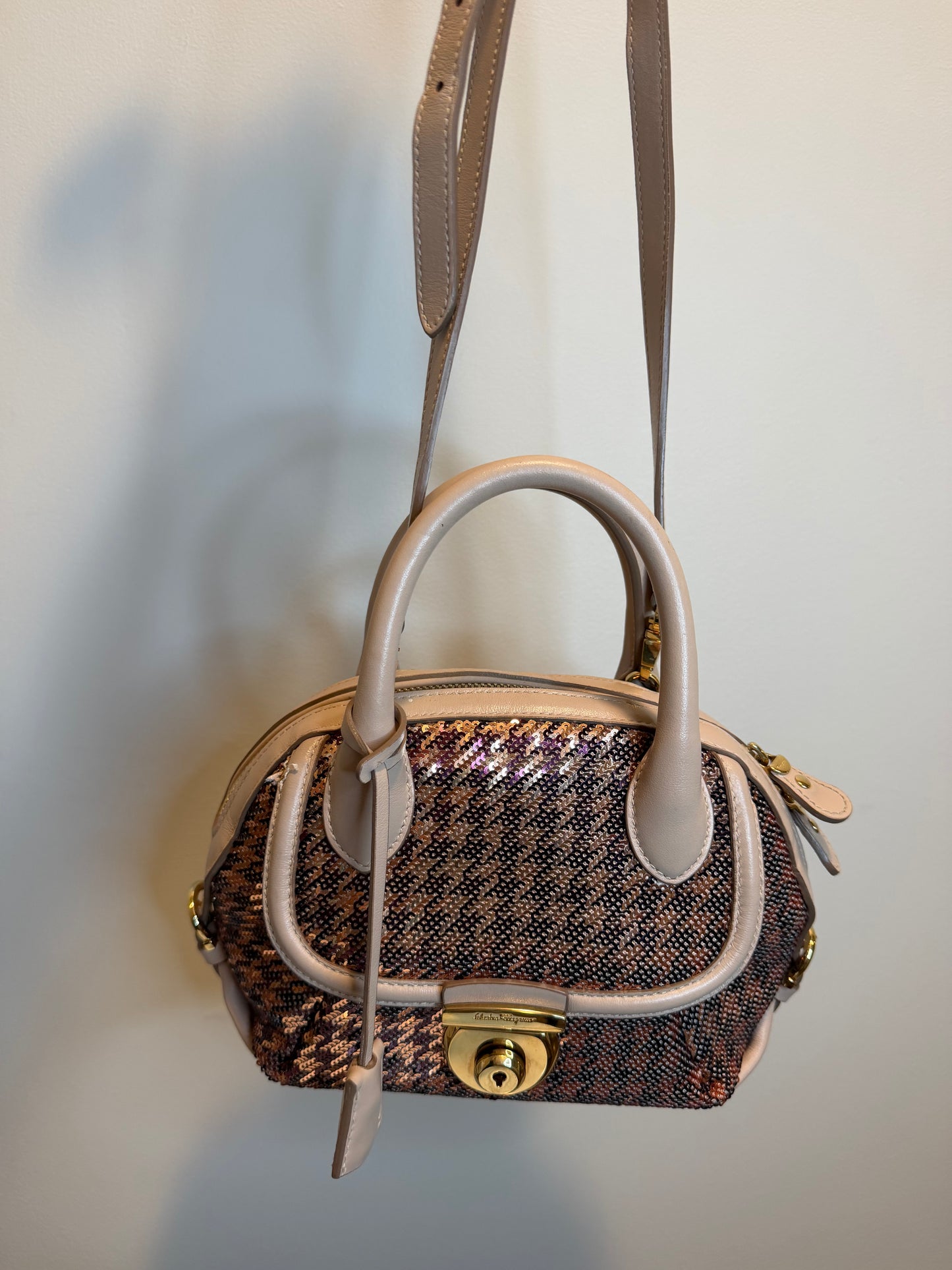 Salvatore Ferragamo Sequin Houndstooth Crossbody Bag