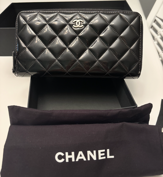 Chanel Patent Black Long Wallet