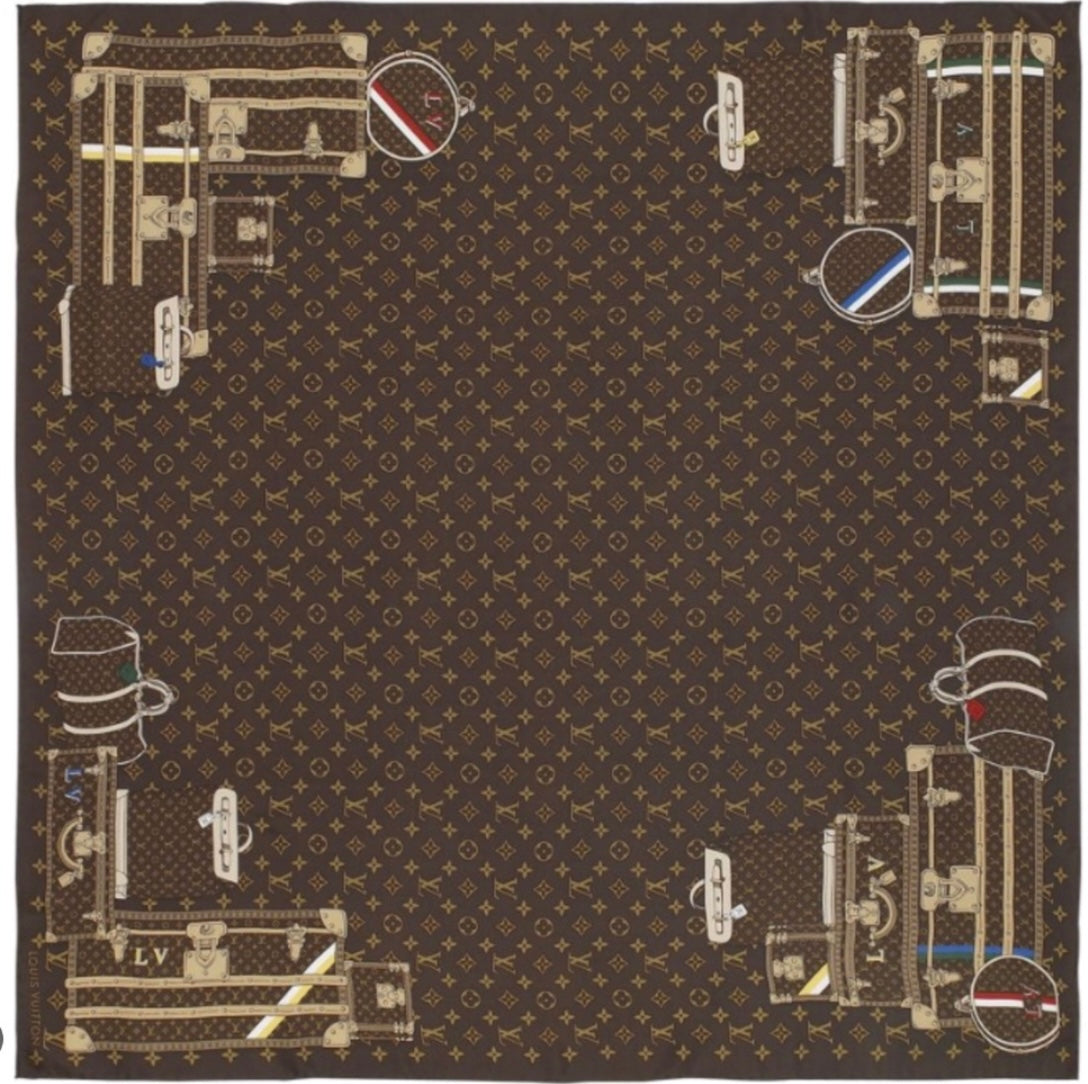 LV Trunks Silk Scarf🤎