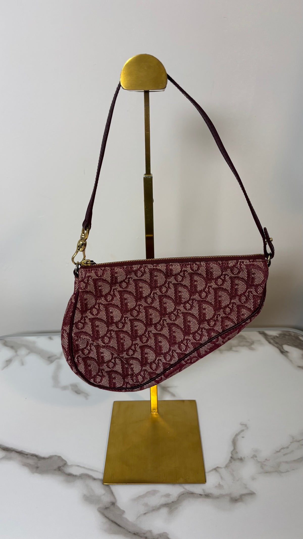 Dior Saddle Bag Burgundy Oblique Vintage