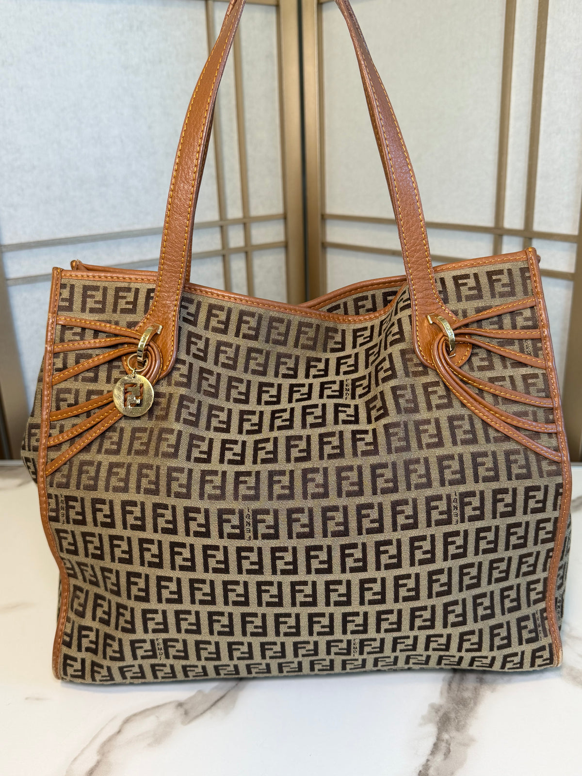 Fendi Zucchino FF Brown Tote Bag